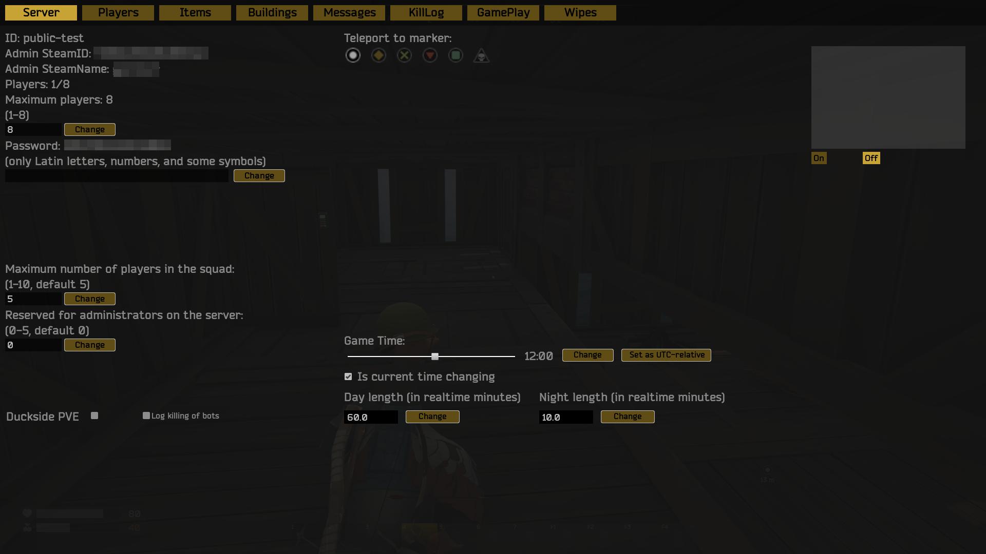 Rufe das Admin-Panel in Duckside auf.