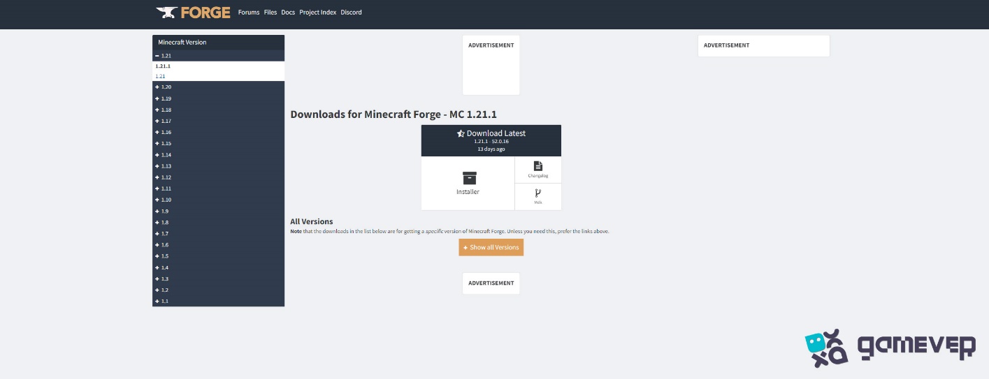 Lade Minecraft Forge von der offiziellen Forge-Website herunter.