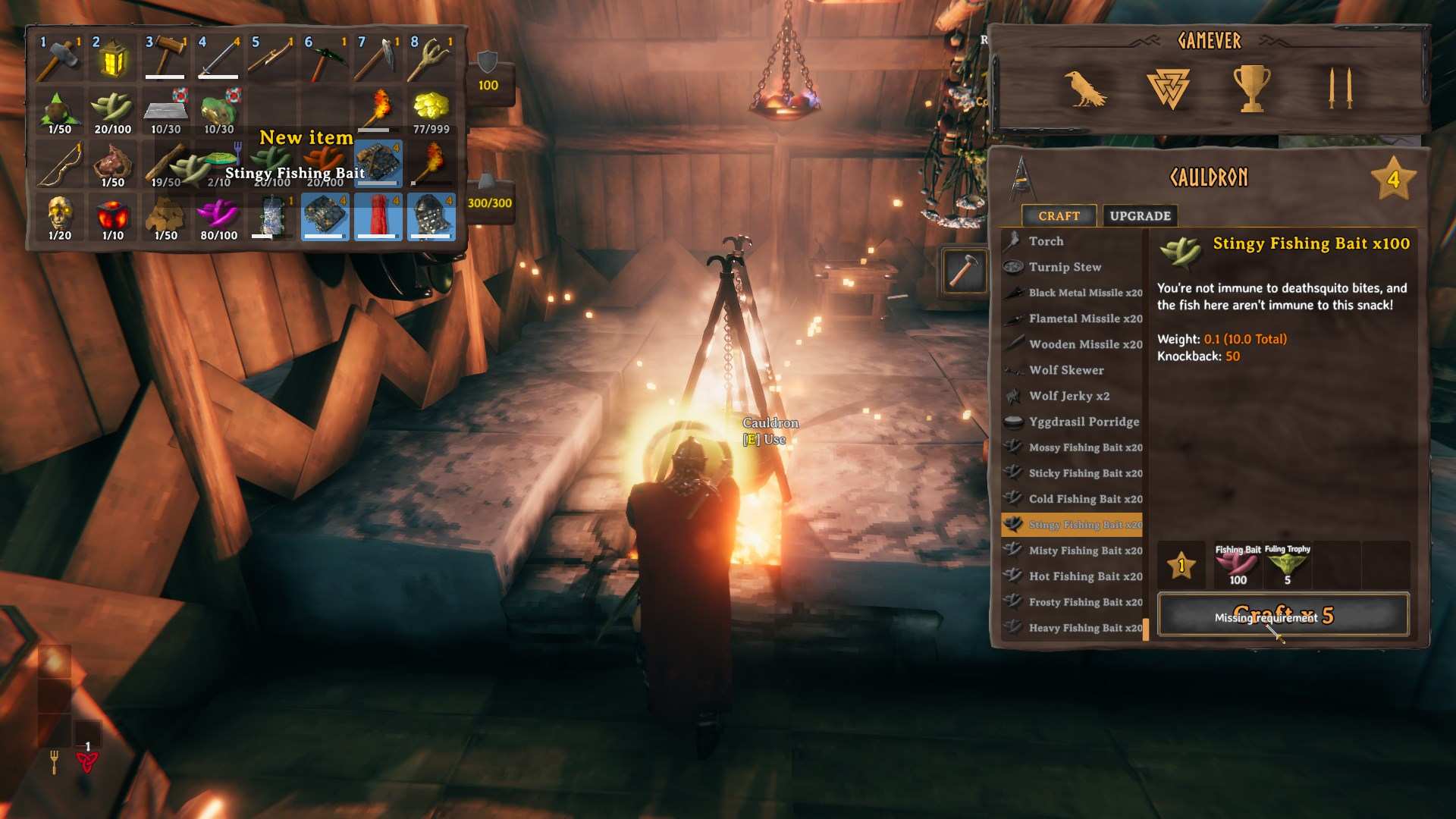Koche mehr, um Erfahrung im Valheim Bog Witch Update zu sammeln