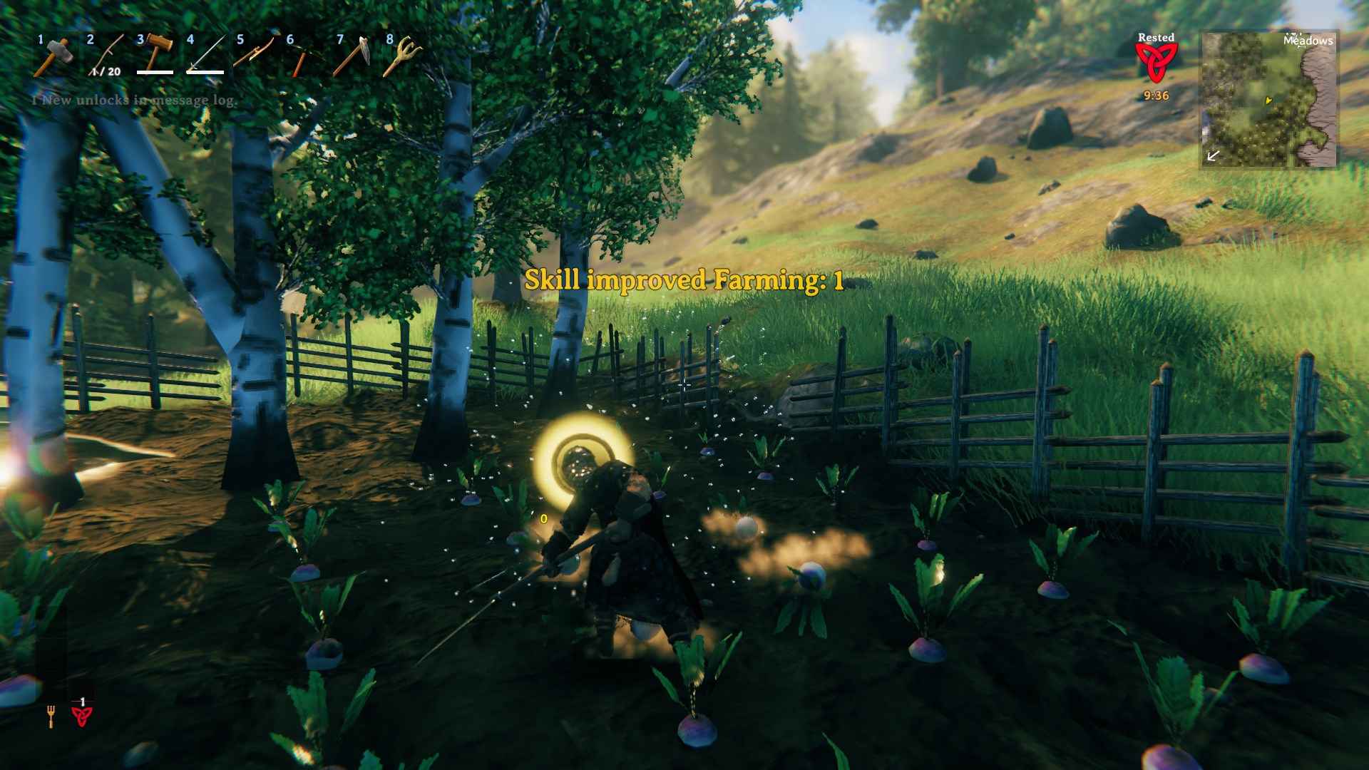 Nutze die neue Sense für schnellere Ernten im Valheim Bog Witch Update