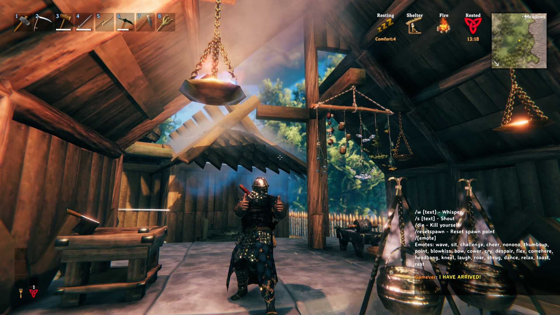 Drücke schnell den Daumen hoch mit /thumbsup in Valheim