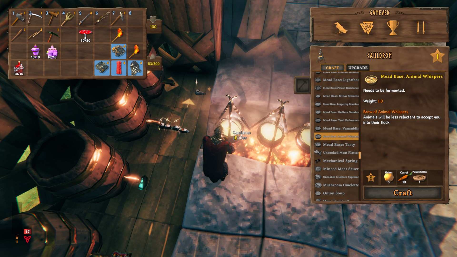 Brew the Animal Whispers Potion in your cauldron to start the process
