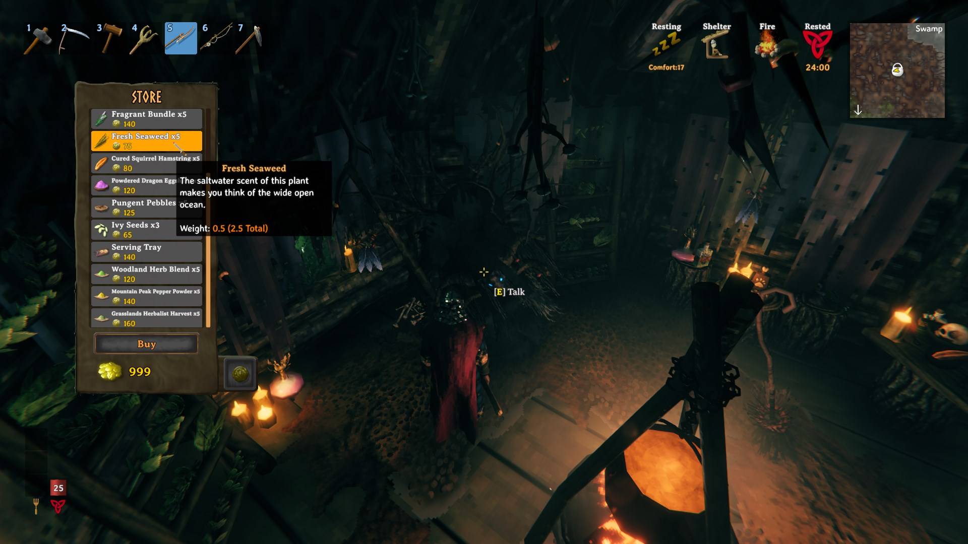 Purchase Fresh Seaweed from the Bog Witch in the Swamp for crafting Draught of Vananidir