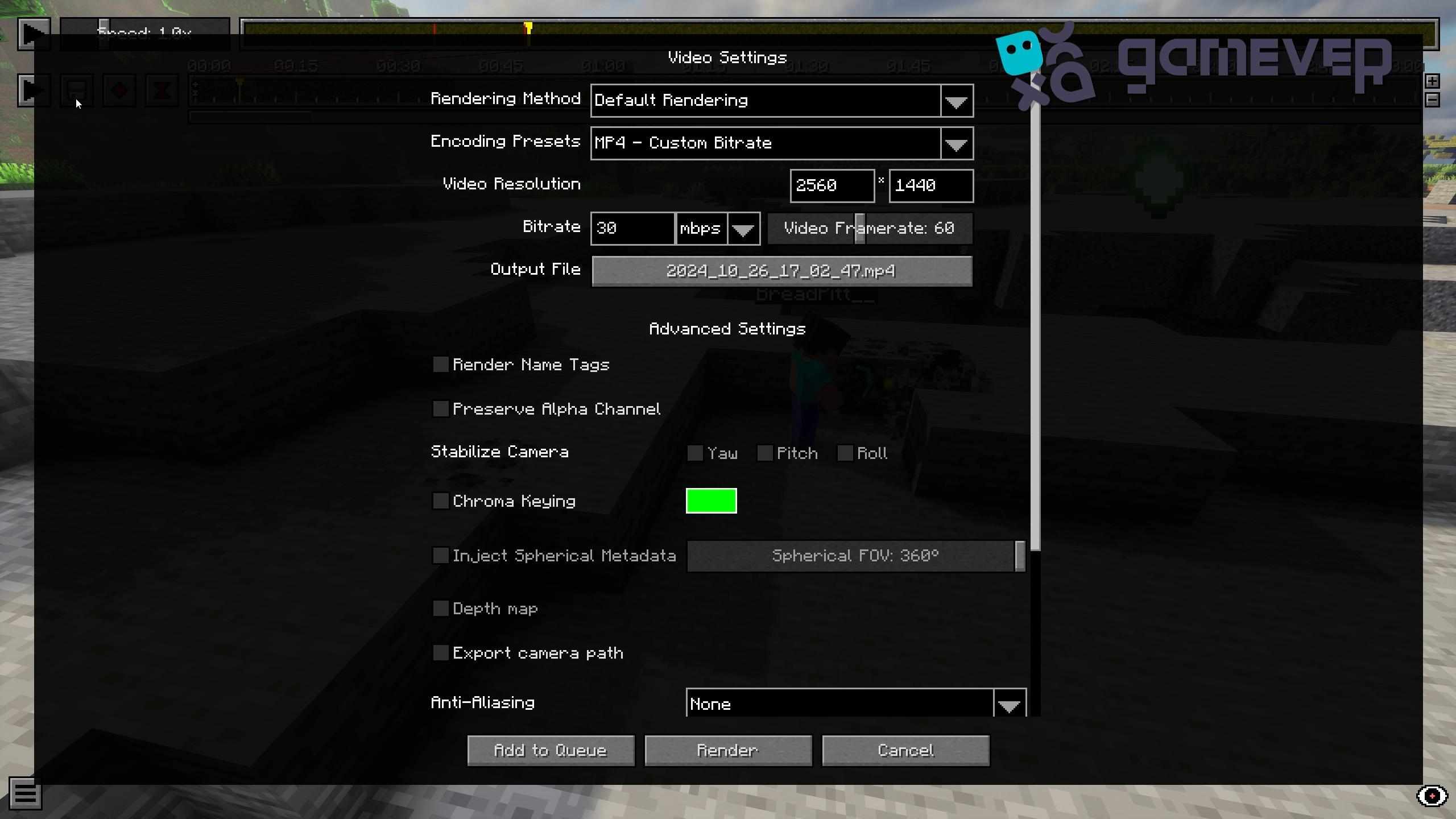 Export video with the mod