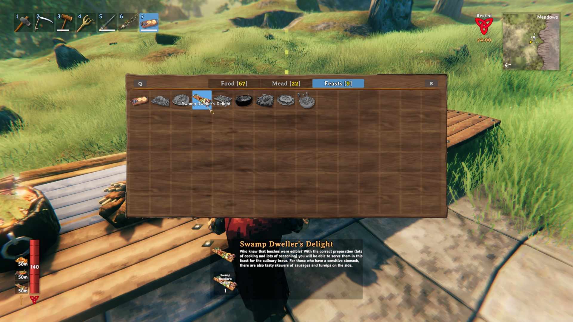 Serve the Swamp Dweller's Delight to boost health in Valheim Bog Witch