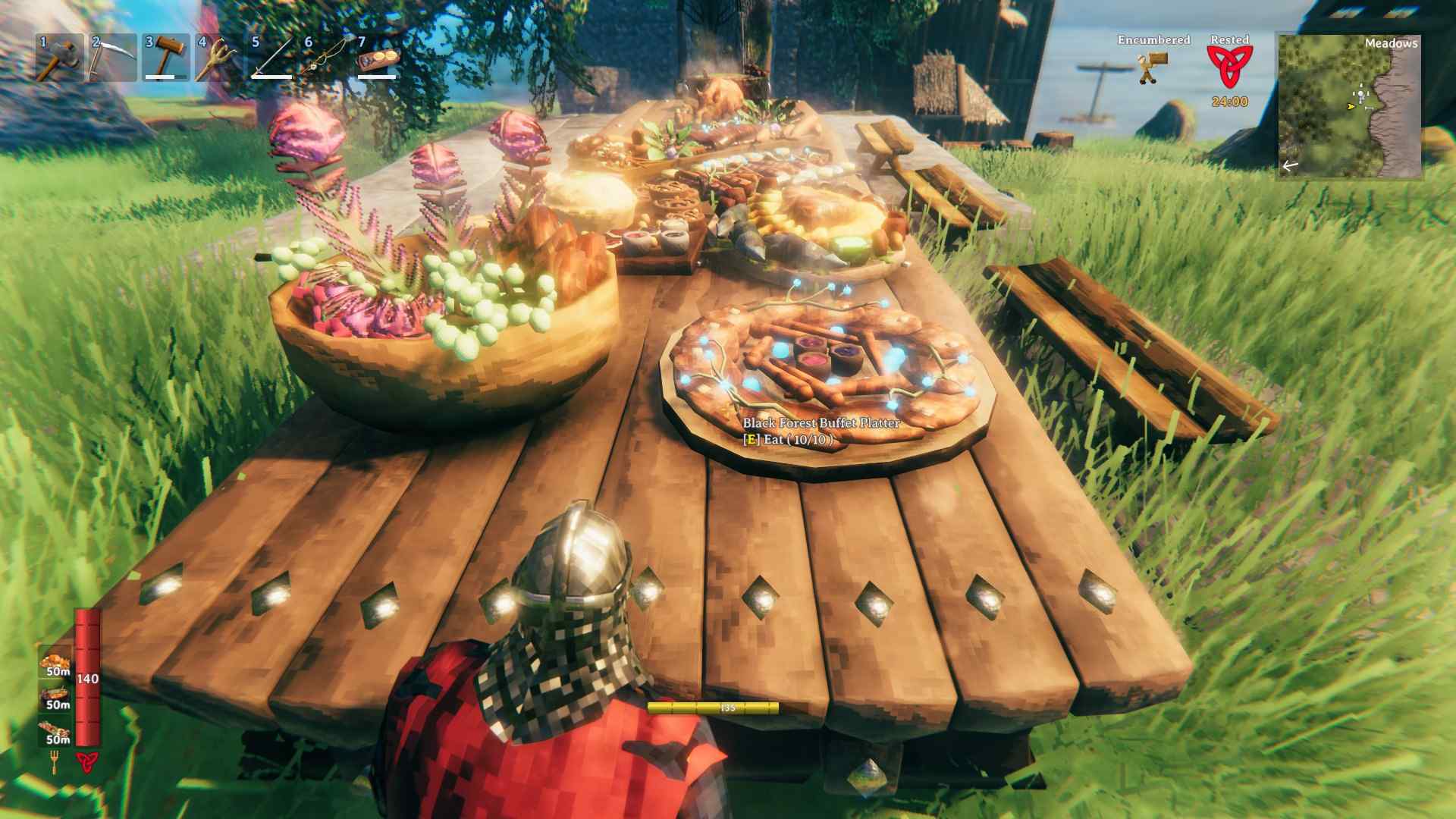 Steigere deine Gesundheit und Ausdauer mit dem Black Forest Buffet Platter in Valheim Bog Witch