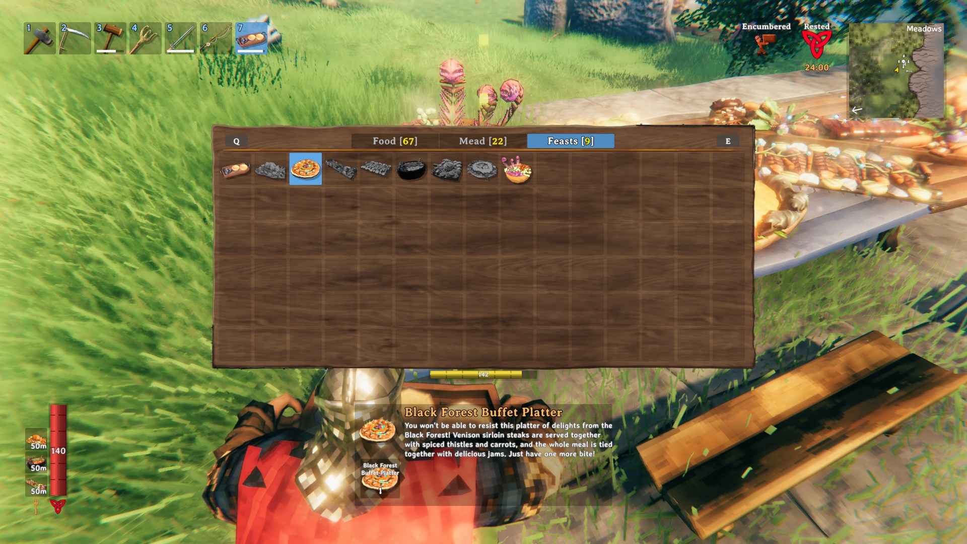 Rüste das Serviertablett aus, um dein Festmahl in Valheim Bog Witch zu präsentieren