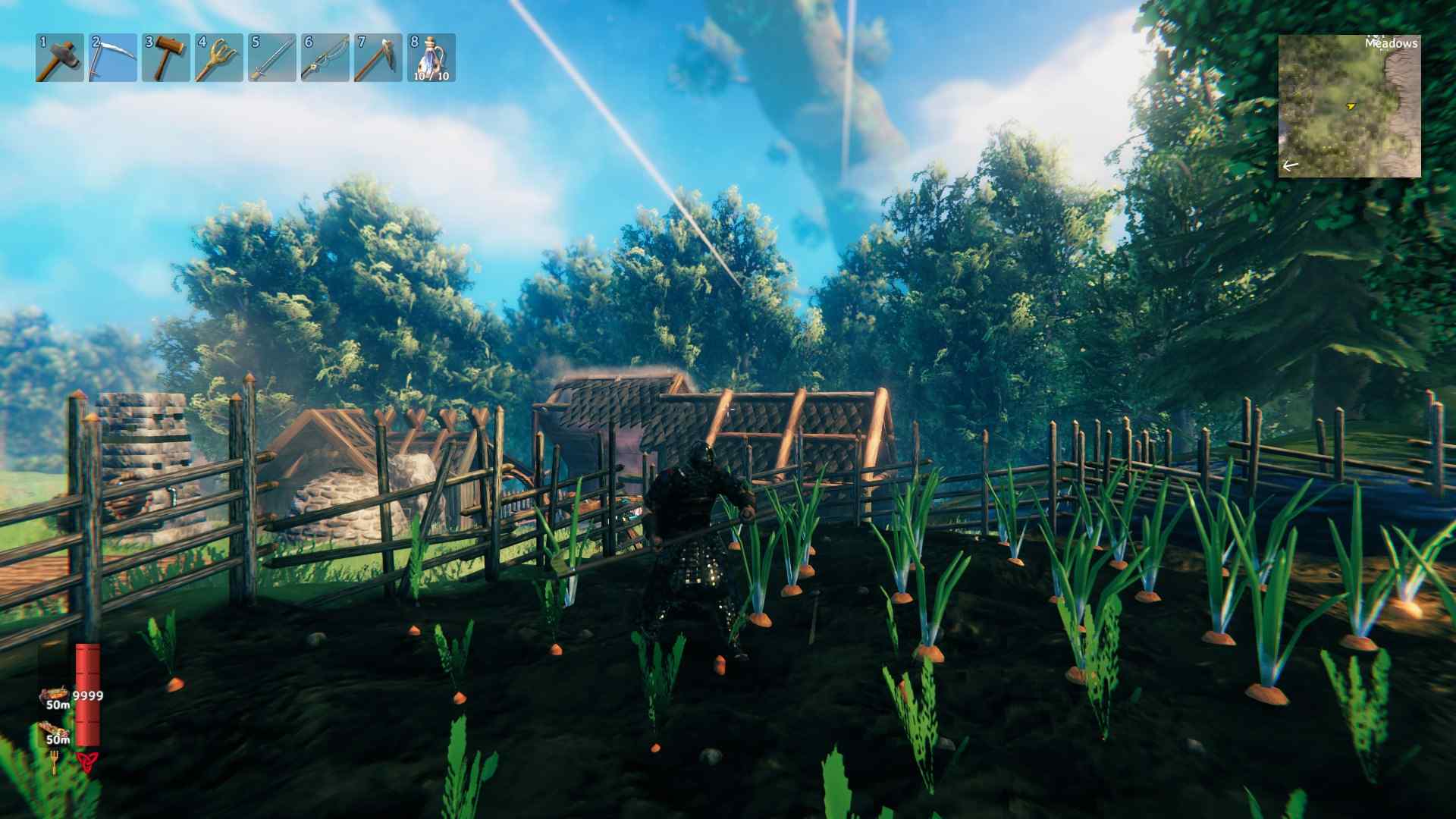 Züchte Karotten und Zwiebeln mit einem Kultivator in Valheim Bog Witch.