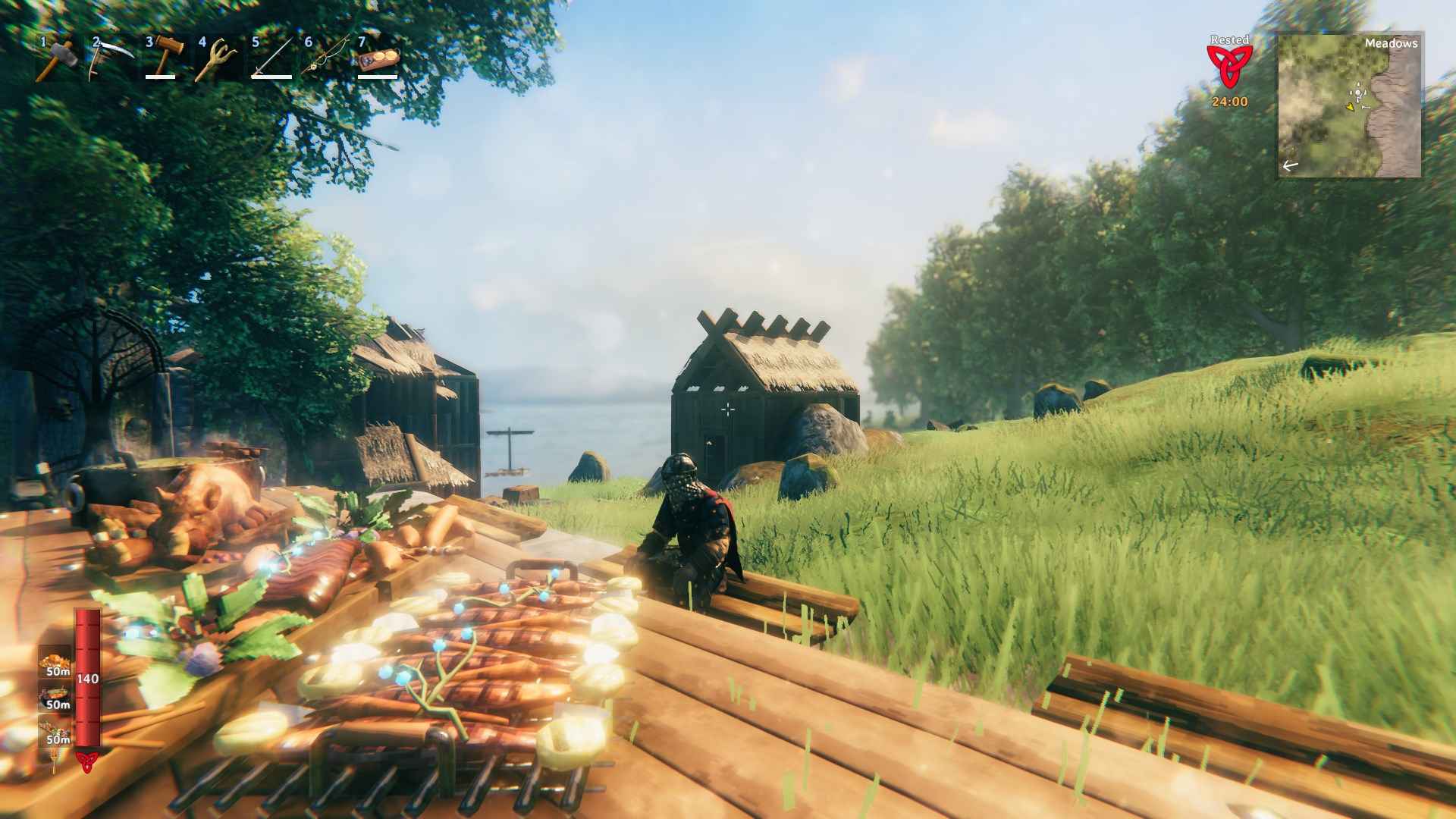 Genieße die Gesundheits- und Ausdauerboosts von Sailor's Bounty in Valheim Bog Witch.