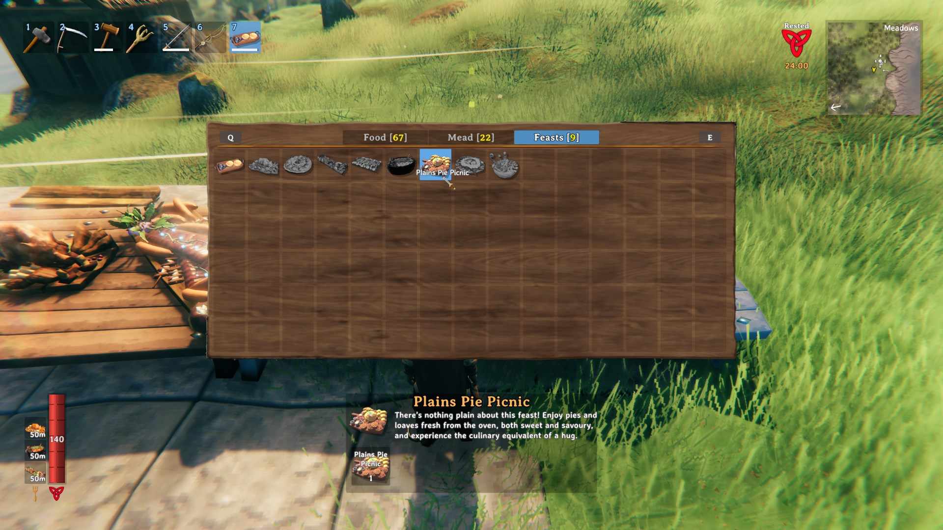 Verwende ein Serviertablett, um deine Picknickauslage in Valheim Bog Witch zu präsentieren