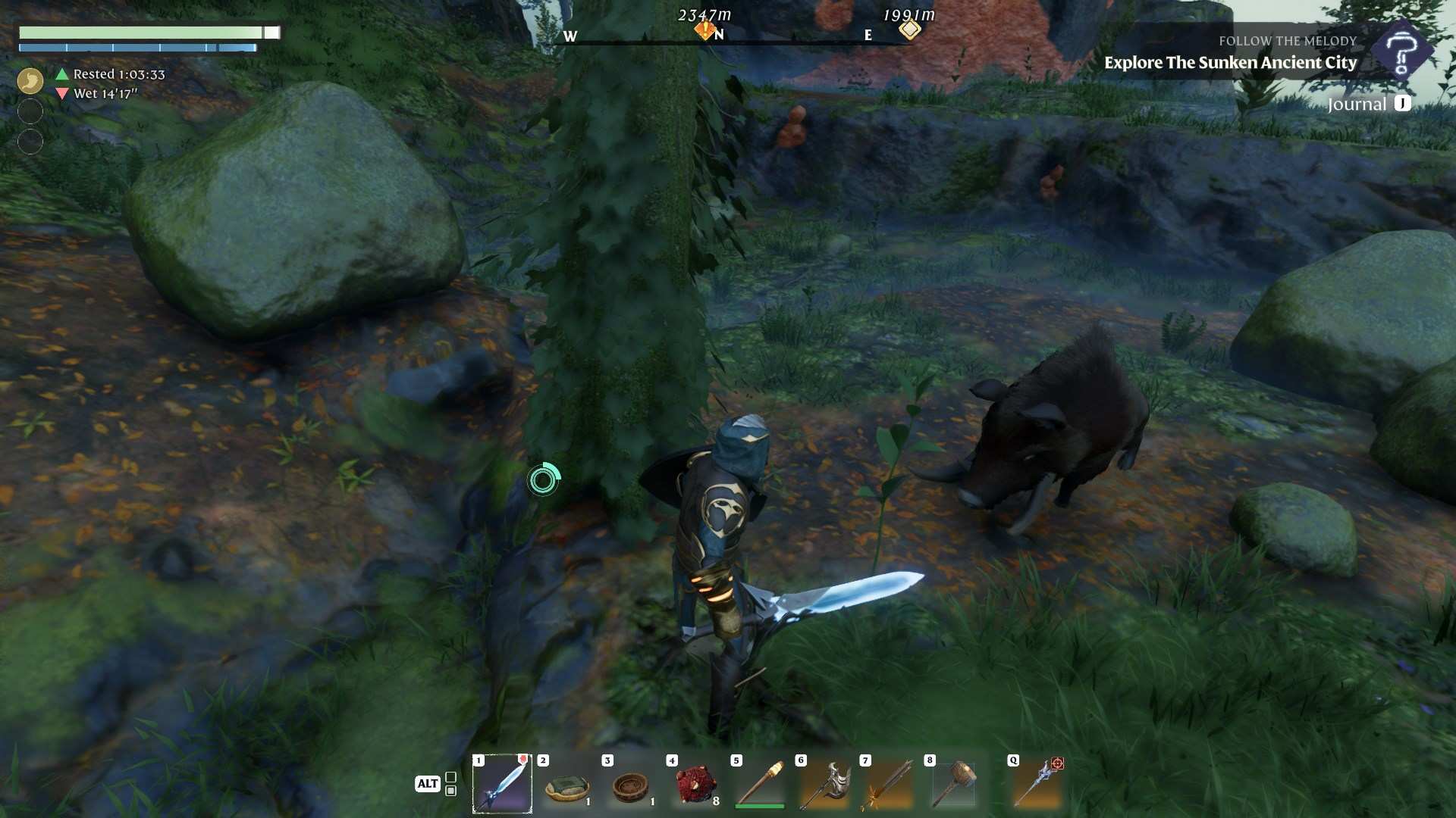 Gather meat by hunting for rats, deers, wild pigs and wolves
