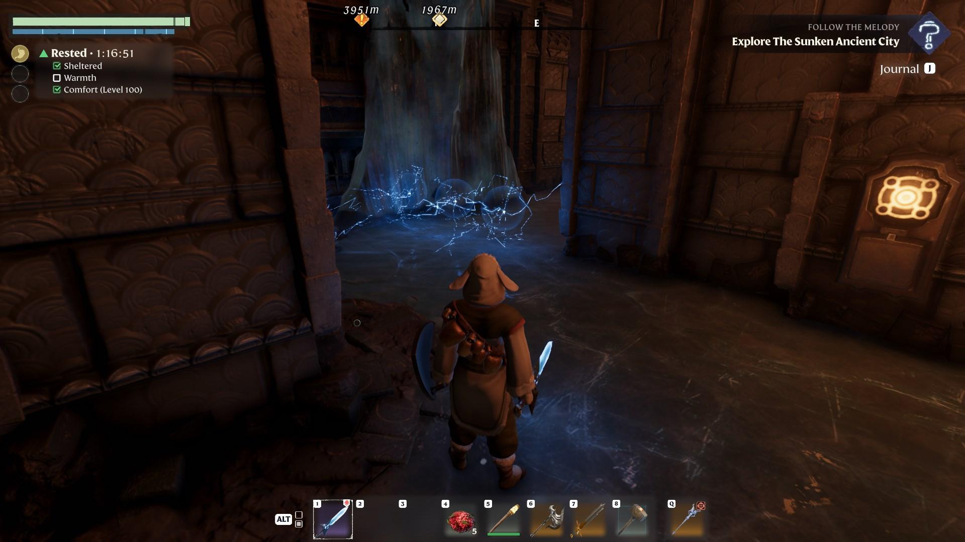 Finde den ersten Knopf in der Nähe der Ecke im Update „Enshrouded Souls of the Frozen Frontier“