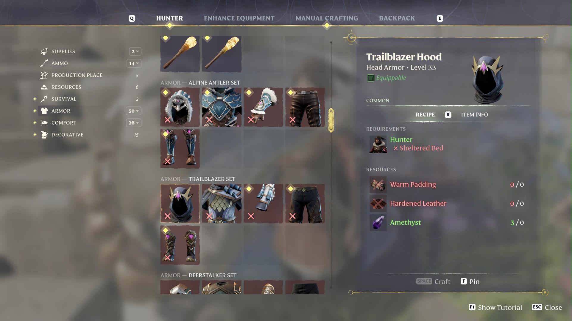 Suche nach versteckten Amethysthöhlen in der Nähe des Gipfel Warte im Enshrouded Souls of the Frozen Frontier Update.
