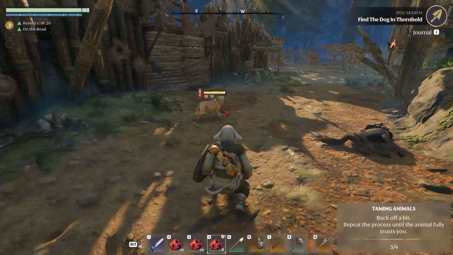 Approach with bait to earn trust in Enshrouded Souls of the Frozen Frontier Update