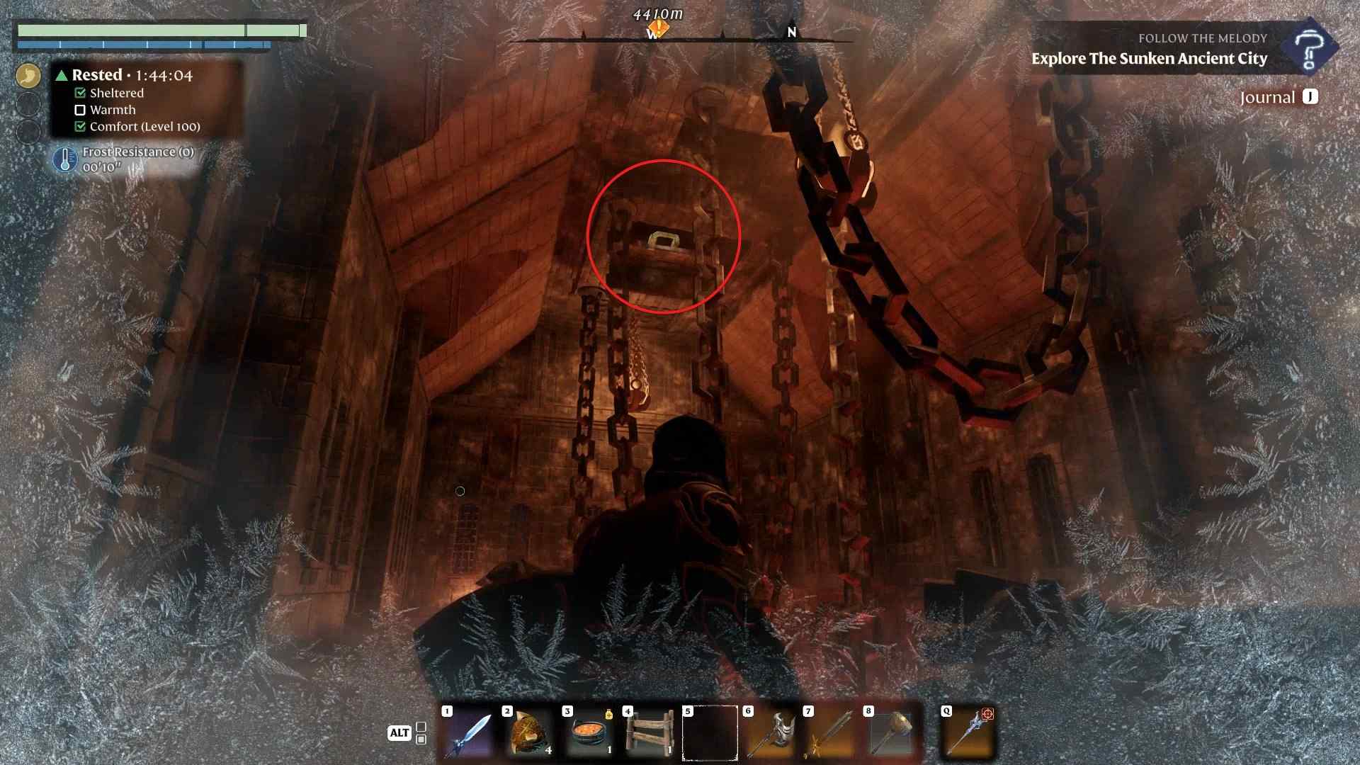 Ascend using your grappling hook within the forge in Enshrouded Souls of the Frozen Frontier Update