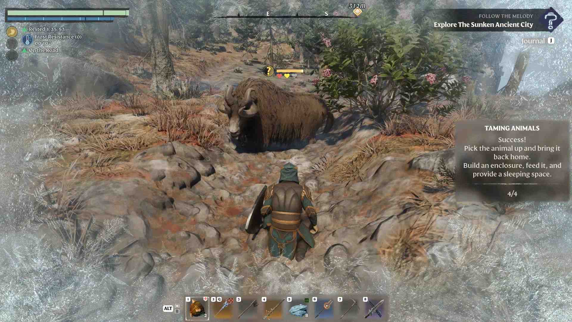 Sneak up slowly to approach a Yak in Enshrouded Souls of the Frozen Frontier Update