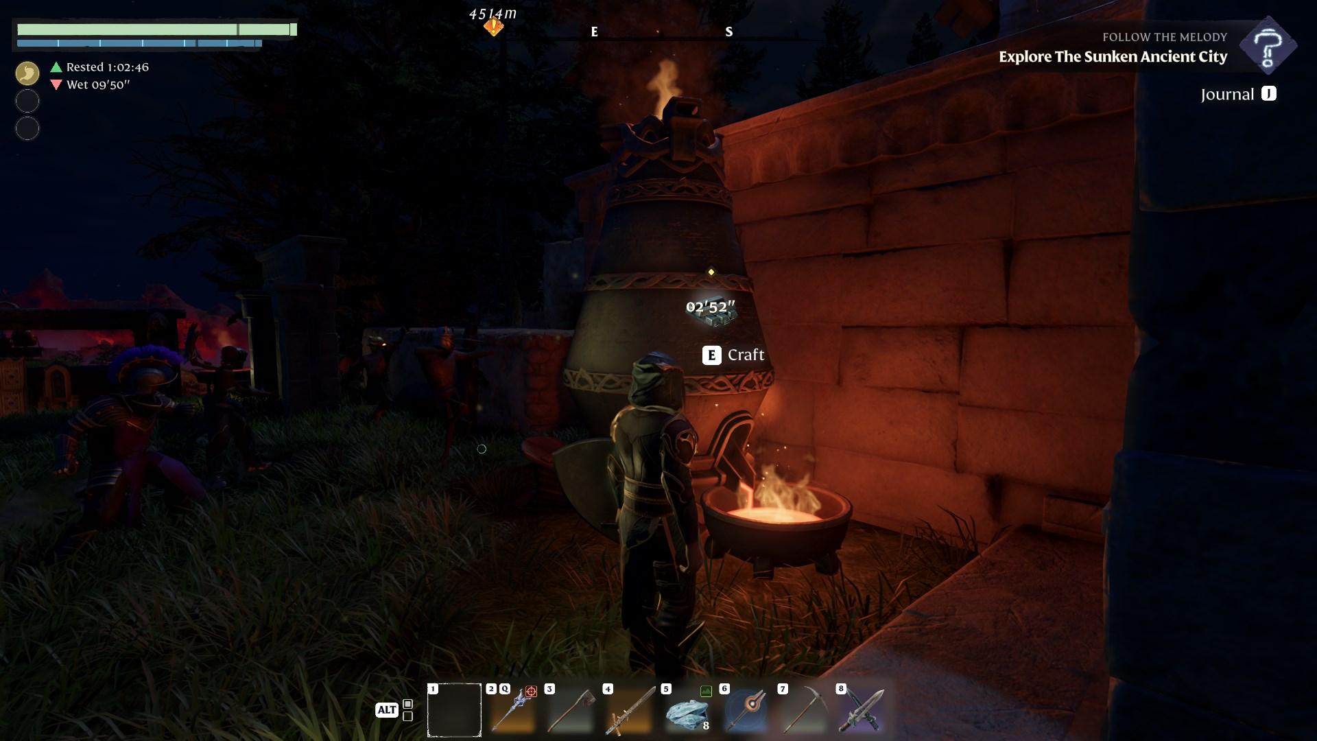 Stelle den Hochofen an einem warmen Ort im Enshrouded Souls of the Frozen Frontier Update auf