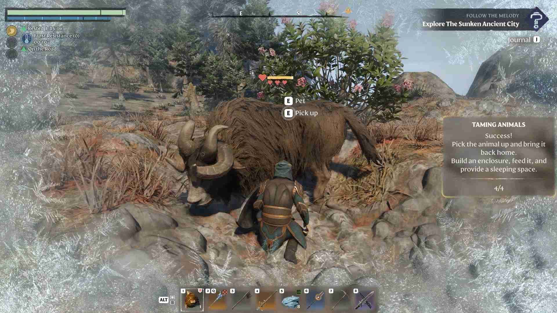 Streichele das Yak, um seine Herzen zu füllen im Enshrouded Souls of the Frozen Frontier Update