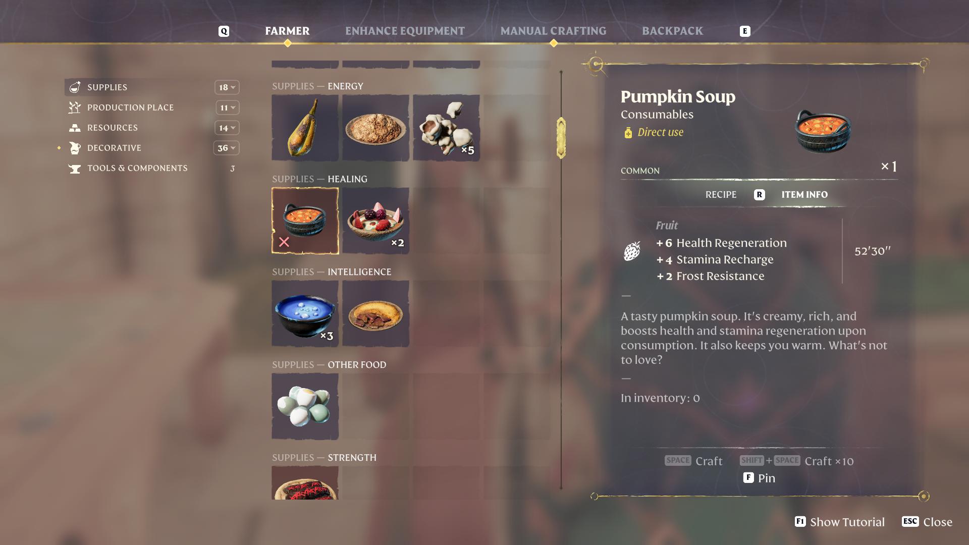Collect resources and craft Pumpkin Soup for better frost resistance in Enshrouded Souls of the Frozen Frontier Update 
