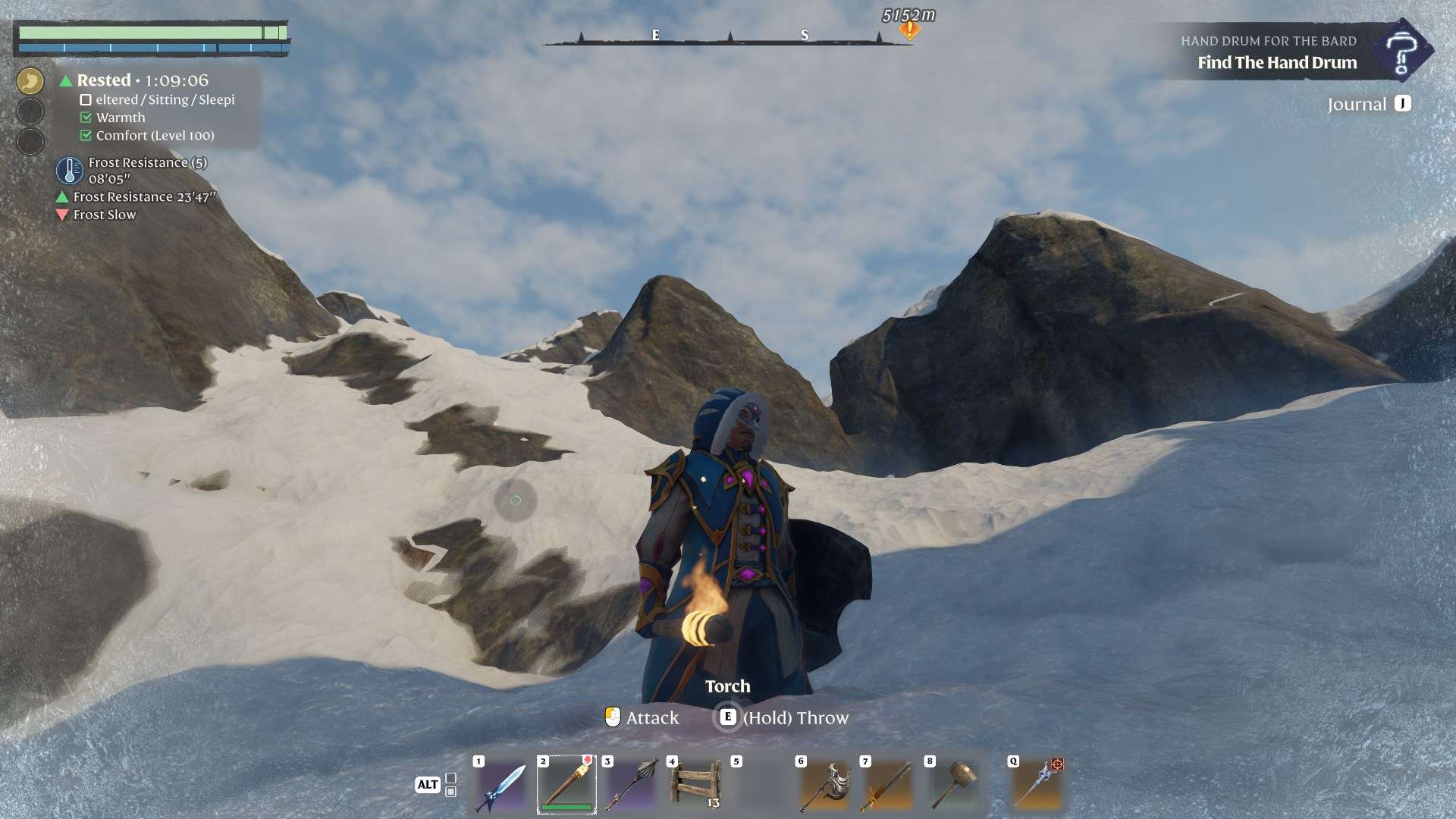 Zünde eine Fackel an, um die Frostresistenz im Enshrouded Souls of the Frozen Frontier Update zu erhöhen.
