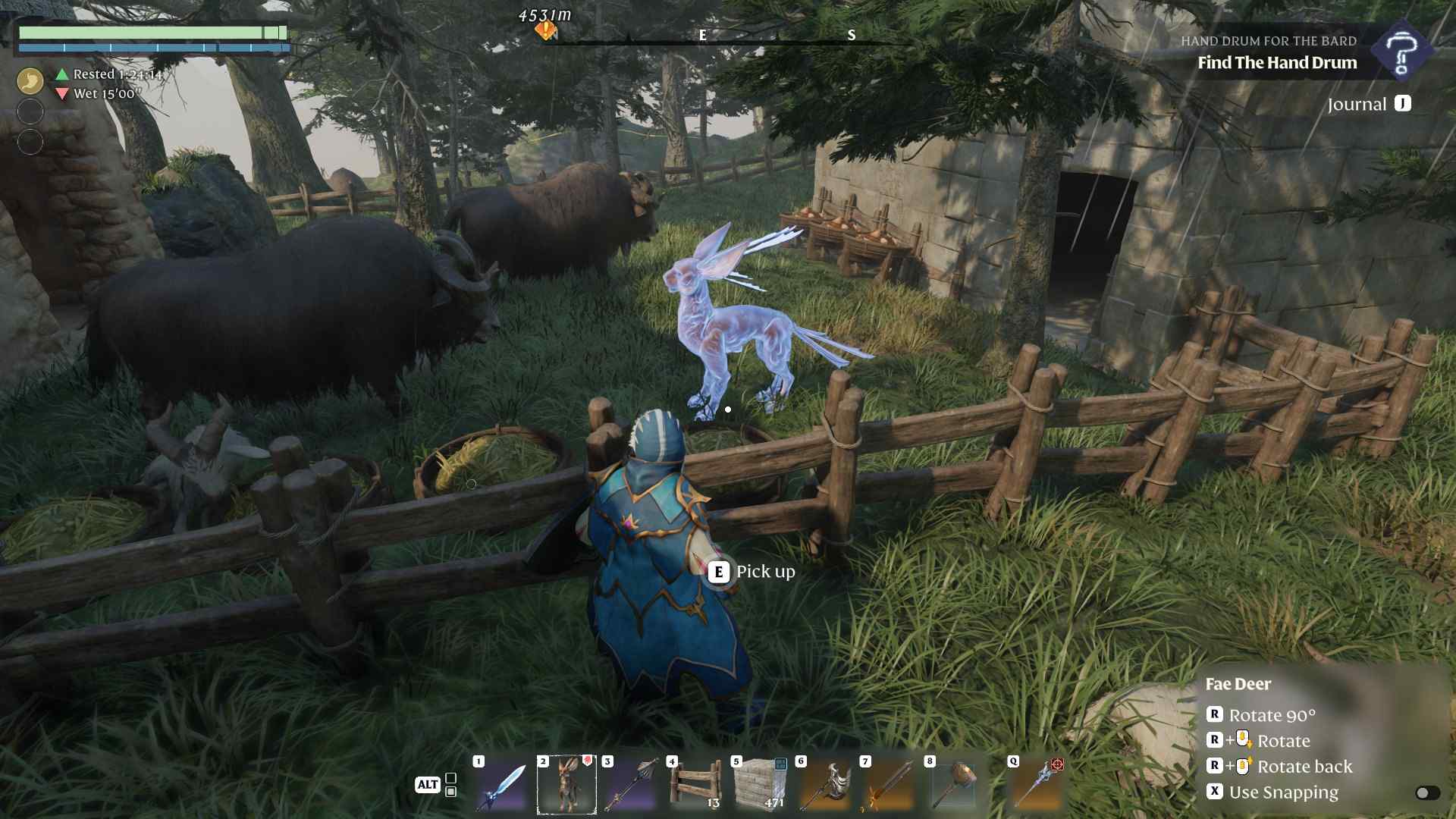 Kehre mit Deinem neuen Feenwild zu Deiner Basis im Enshrouded Souls of the Frozen Frontier Update zurück.