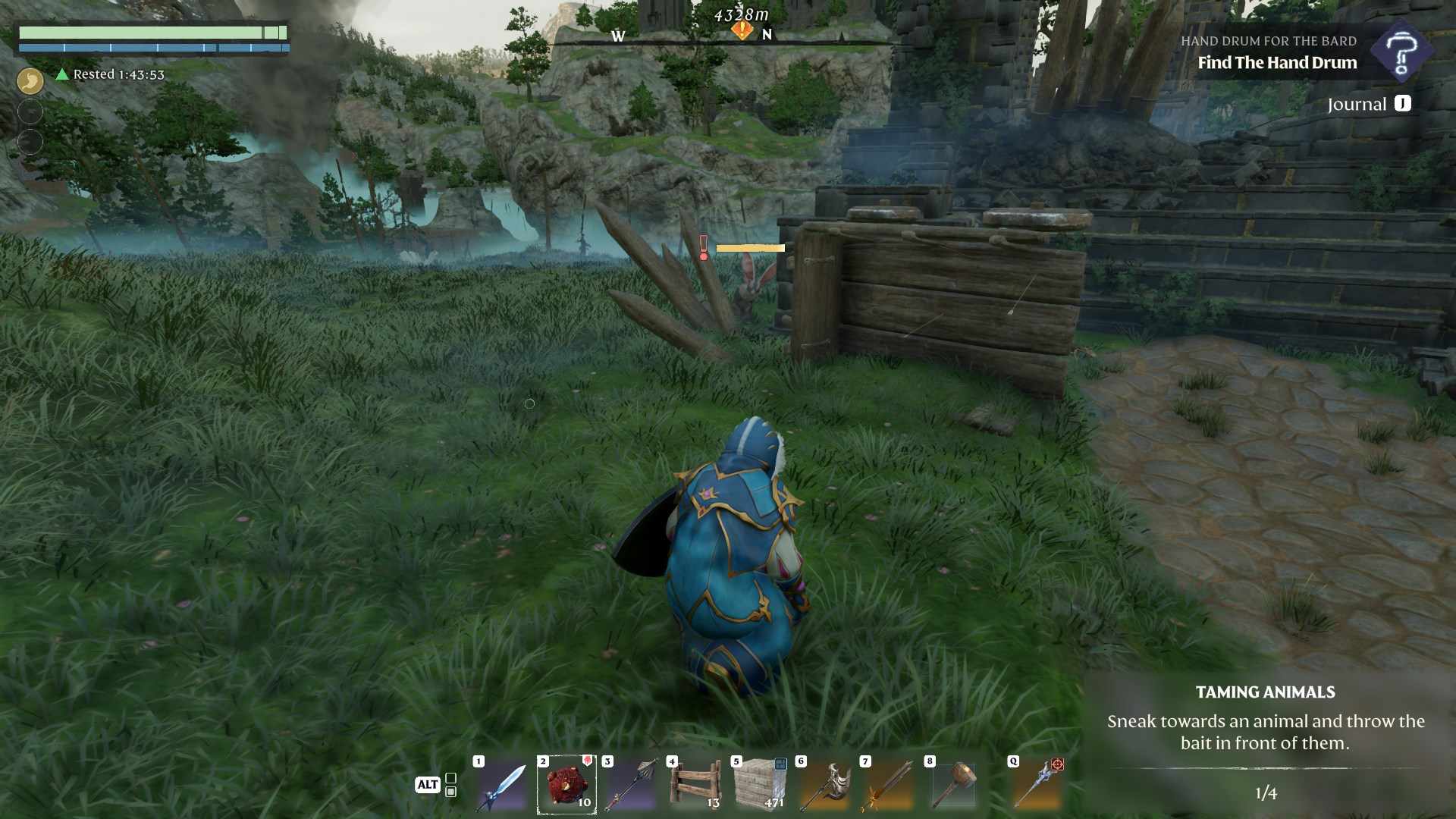 Finde Hupfhasen in der Nähe von Longkeep im Enshrouded Souls of the Frozen Frontier Update.