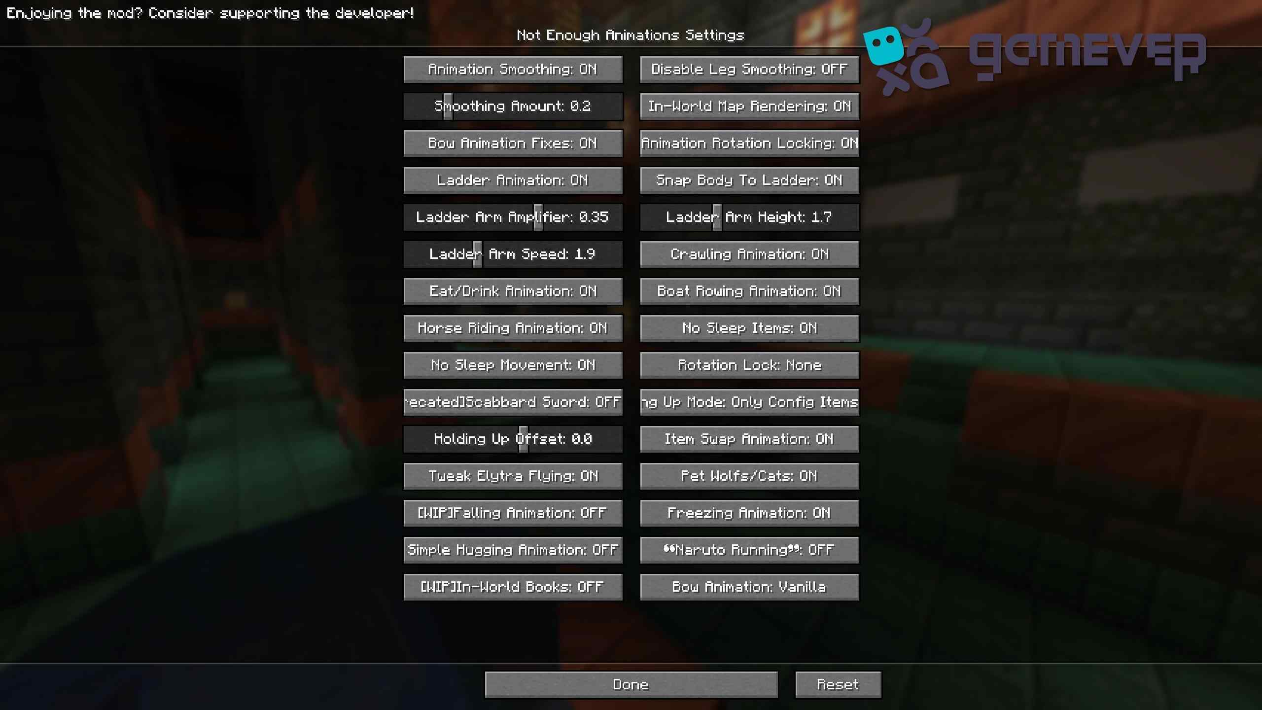 Not Enough Animations-Mod-Anpassung