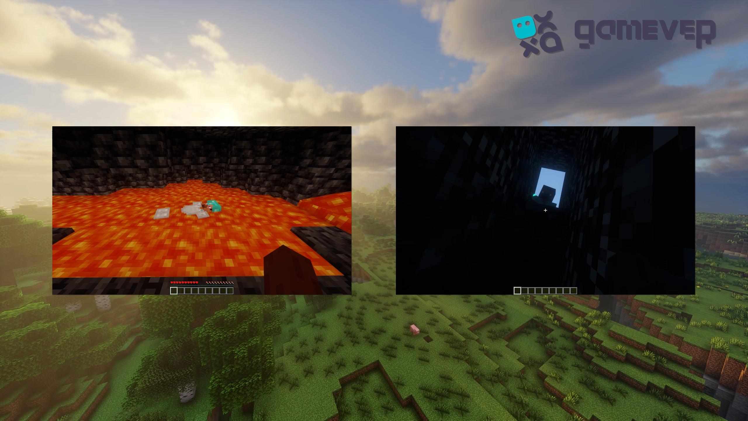 Ein Leichnam eines Spielers in Lava und Void