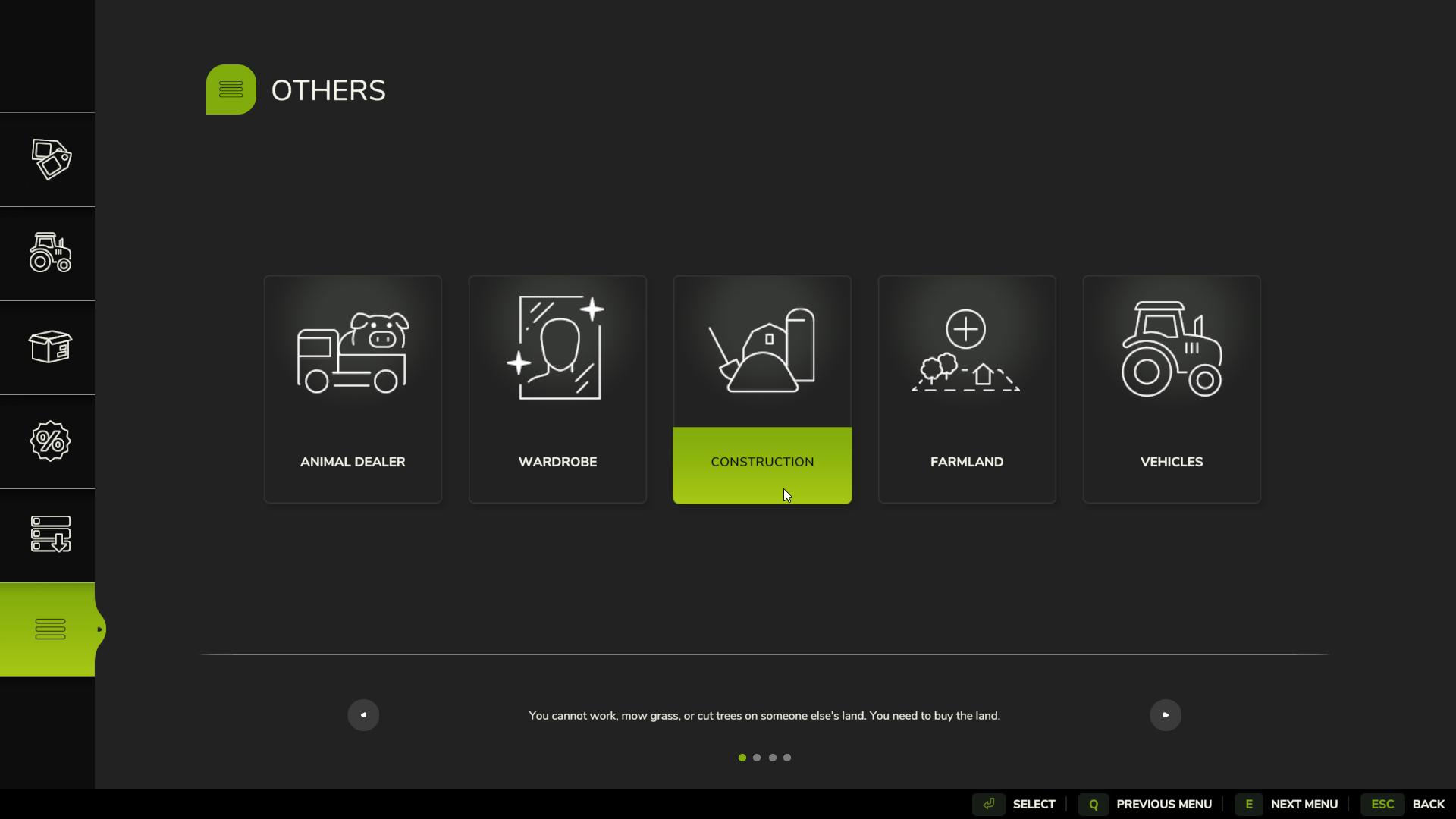 Open Build Mode in the shop menu in Farming Simulator 25