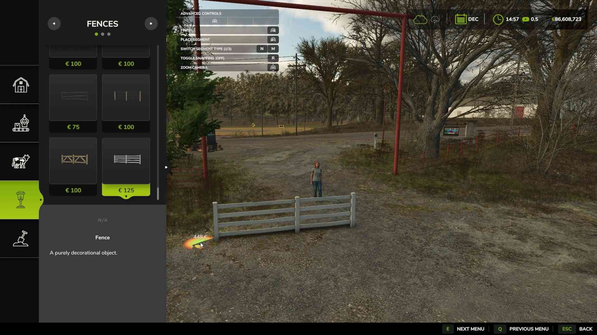 Use the mouse to navigate around your build site in Farming Simulator 25