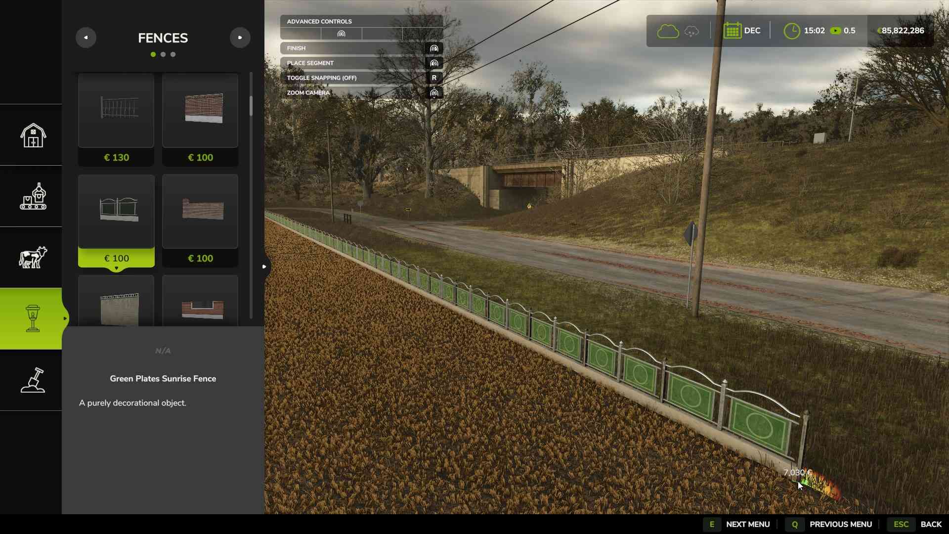 Add fences and lights to decorate your farm in Farming Simulator 25