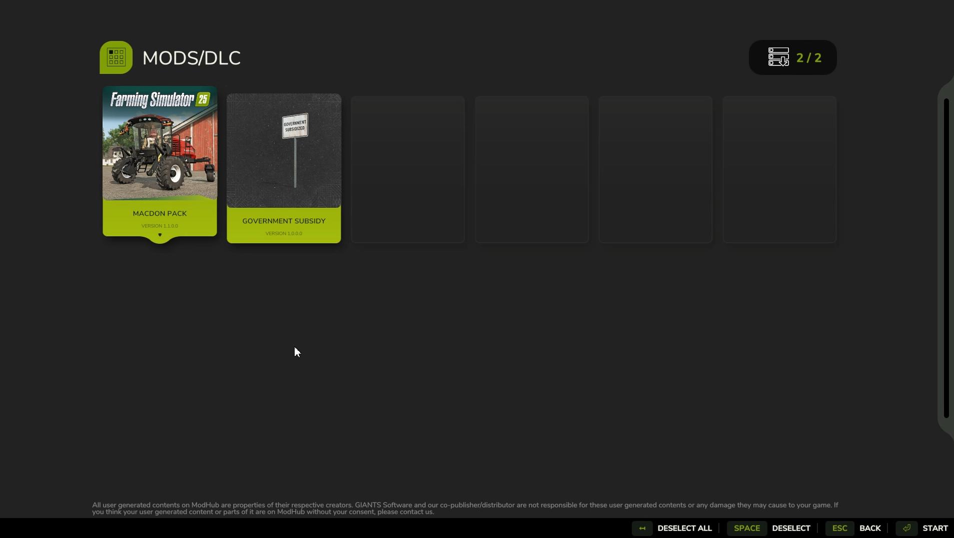 Download and activate the subsidy mod for extra funds in Farming Simulator 25