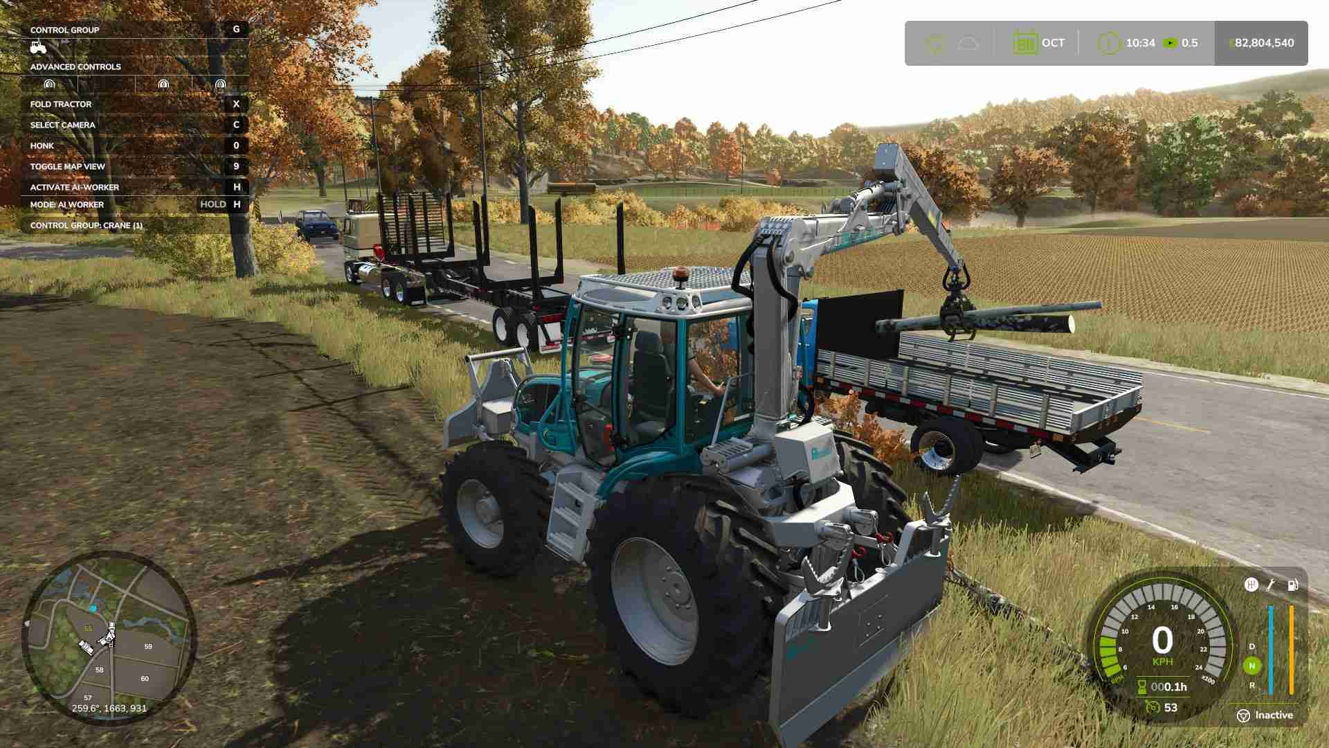 Load logs onto a trailer with a front loader in Farming Simulator 25