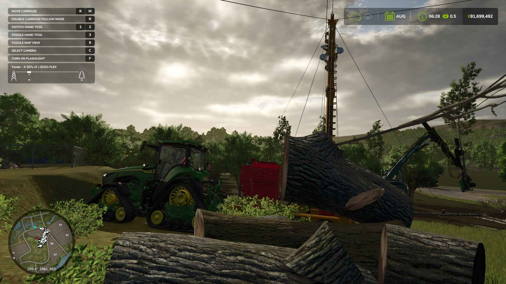 Drop off logs at the collection point for loading in Farming Simulator 25