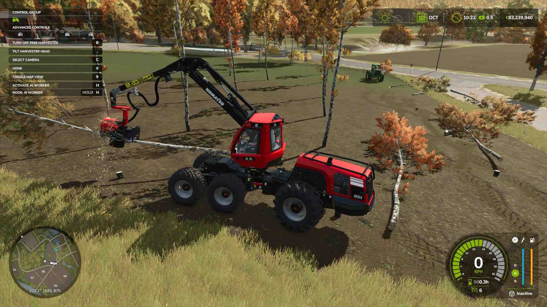 Passen die Ernte-Einstellungen an, um Stämme in deine bevorzugte Länge zu schneiden in Farming Simulator 25.