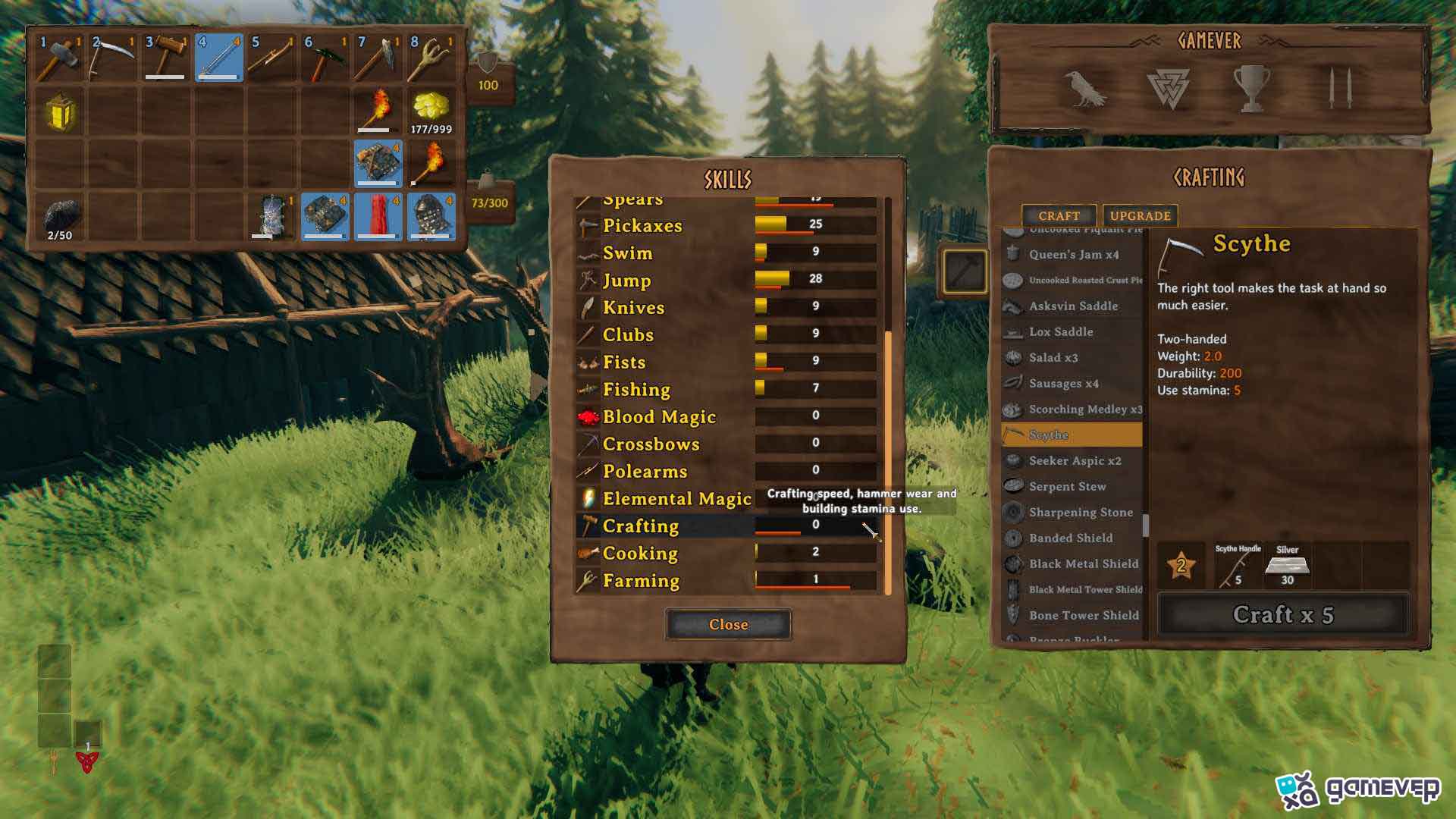 Mejora la eficiencia de fabricación con cada nivel en la actualización Bog Witch de Valheim.