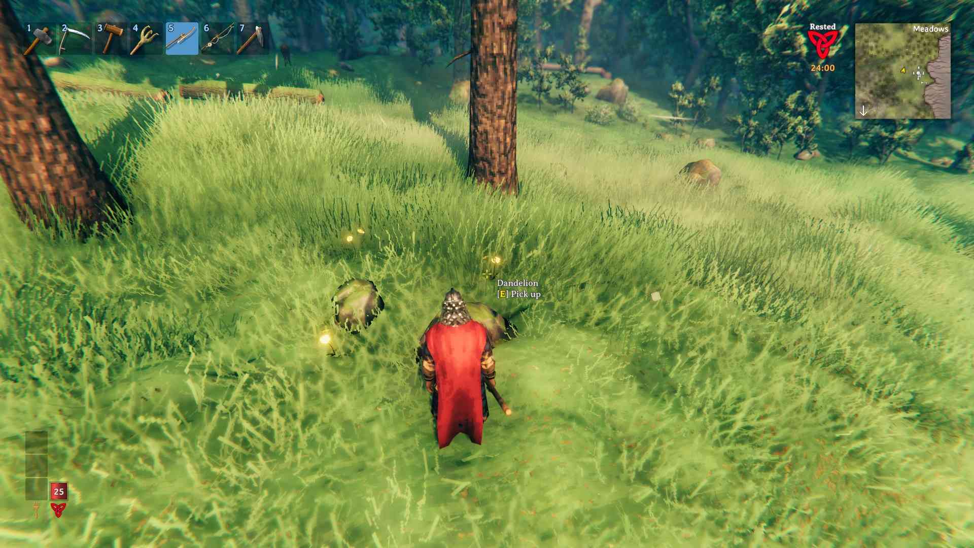Pflücke Löwenzahn im Biom Wiesen für Deine Metbasis Vananidr im Valheim Bog Witch Update.