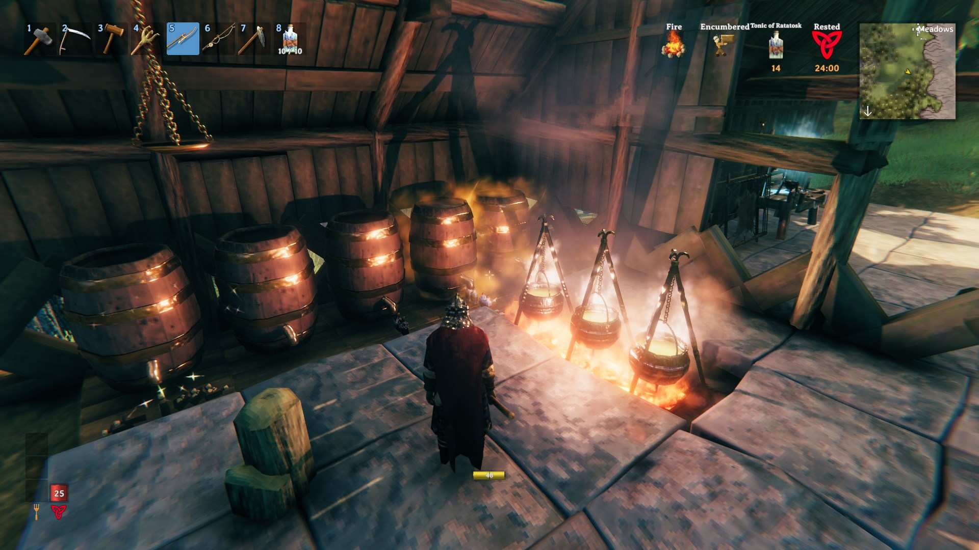 Mische die Zutaten, um Mead Base Ratatosk im Valheim Bog Witch Update herzustellen.