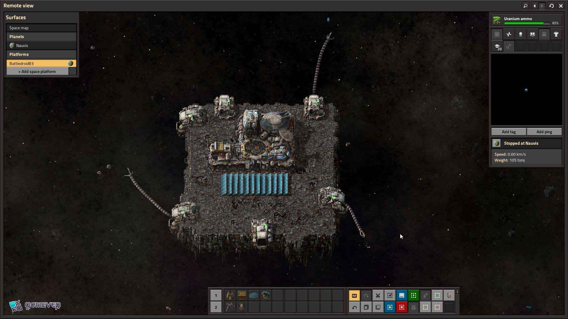 Captura y procesa asteroides en Factorio Space Age.