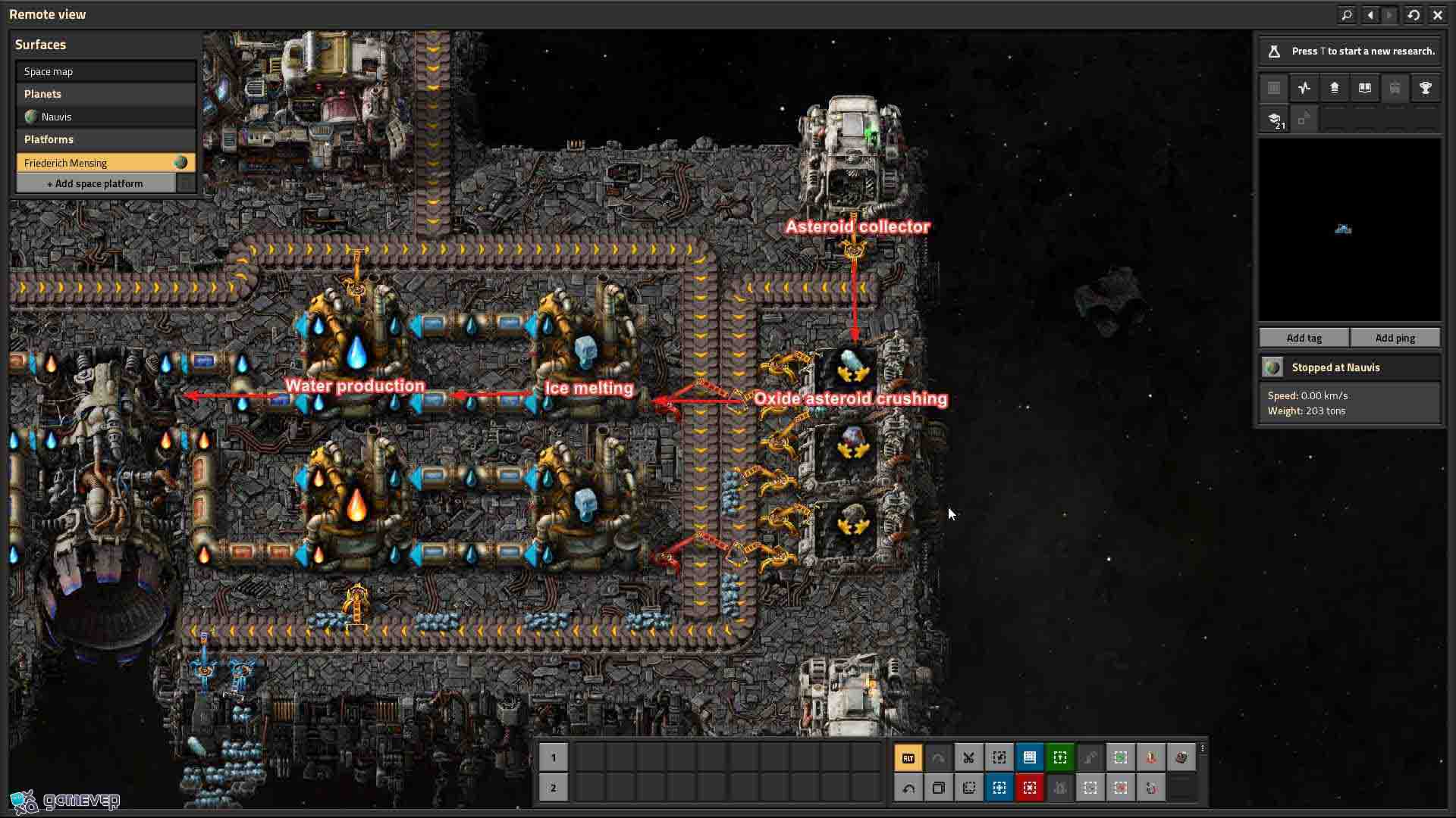 Derrite hielo para obtener agua en Factorio Space Age
