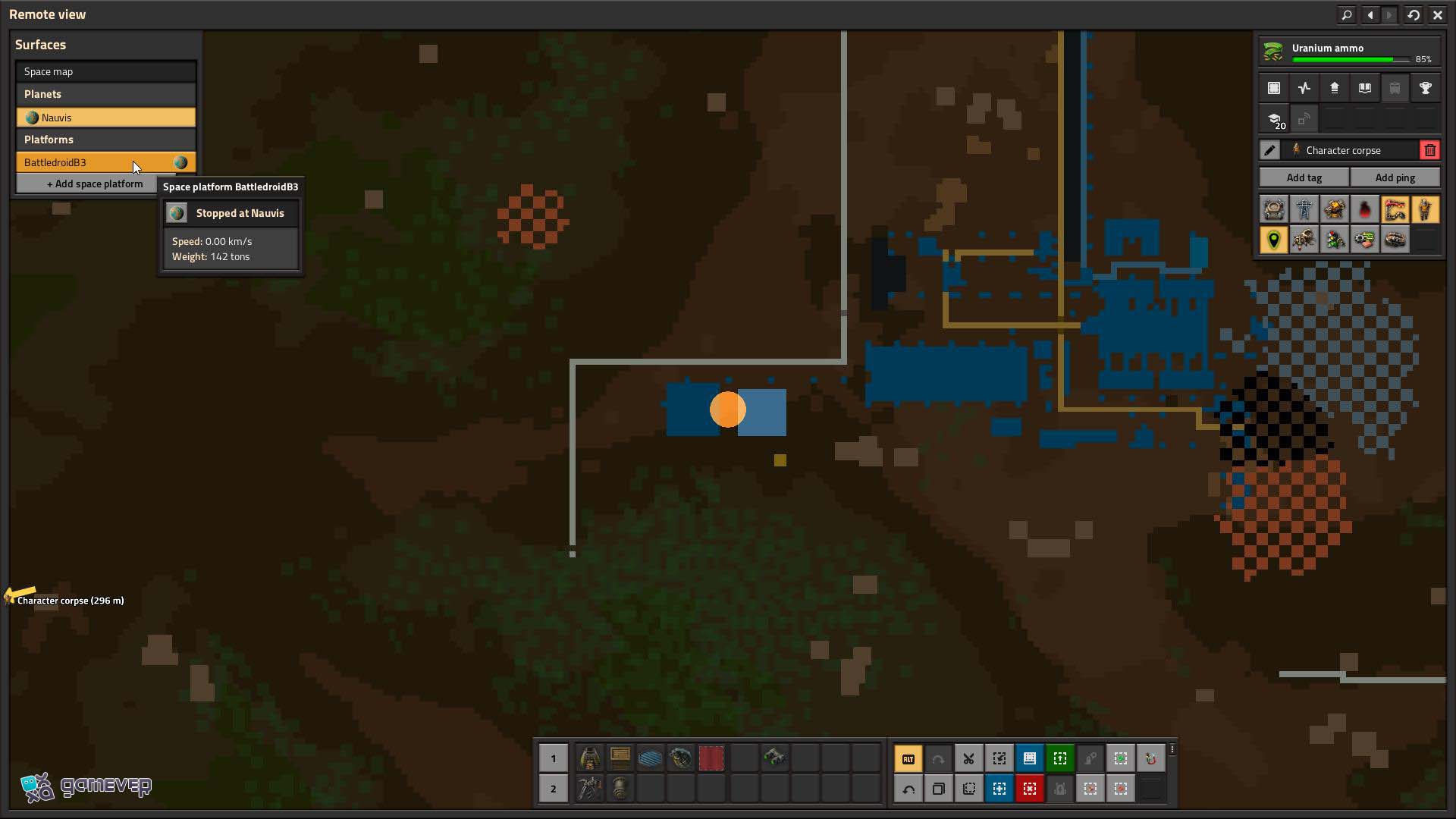 Presiona Tab y elige tu Estación Espacial para ver tu base espacial.
