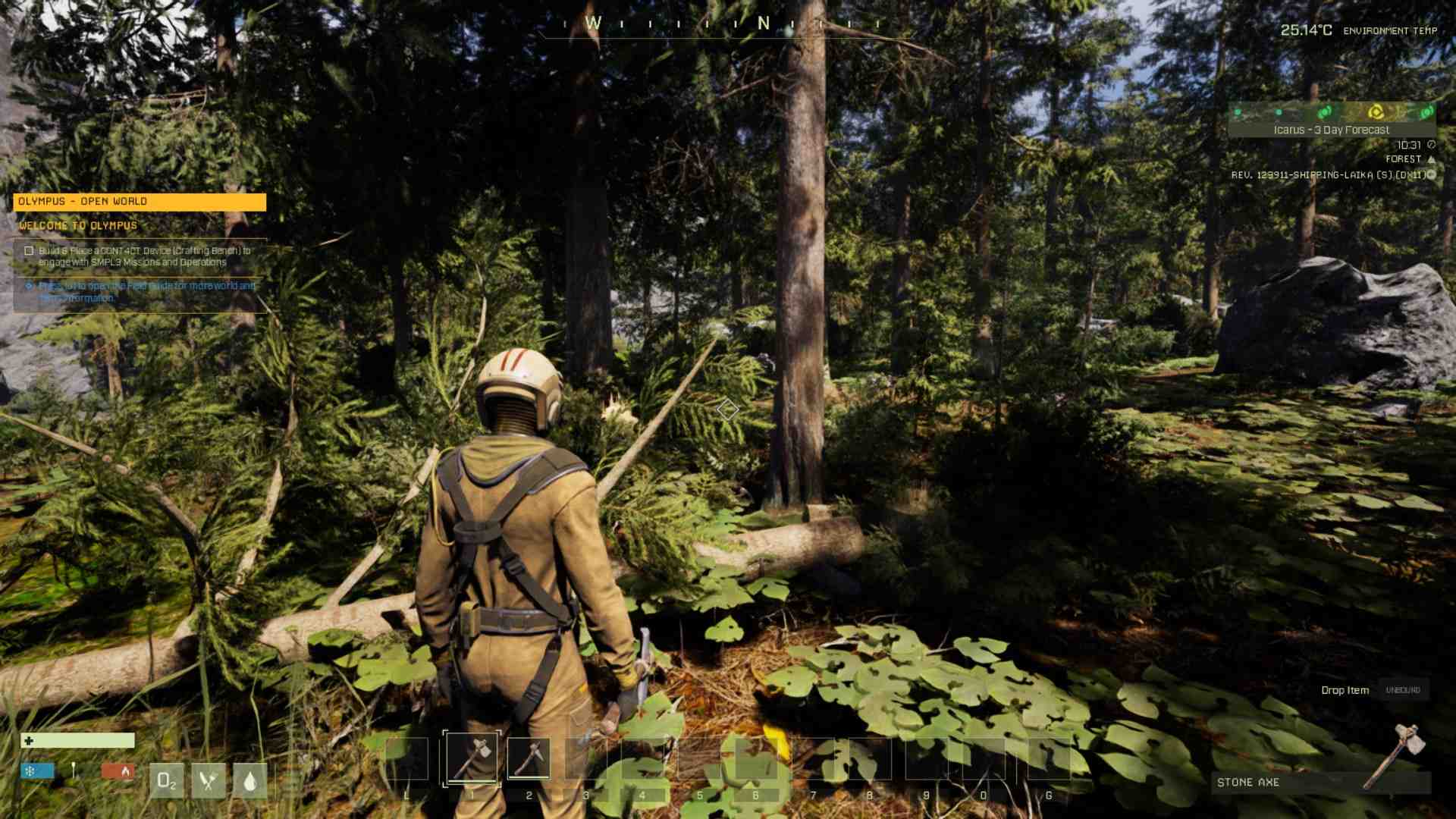 Gather wood and fiber near your landing site in Icarus