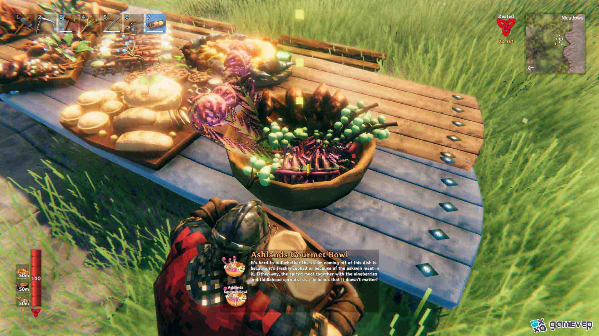 Disfruta de los beneficios de tu Tazón Gourmet de las Tierras Cenizas en Valheim Bog Witch