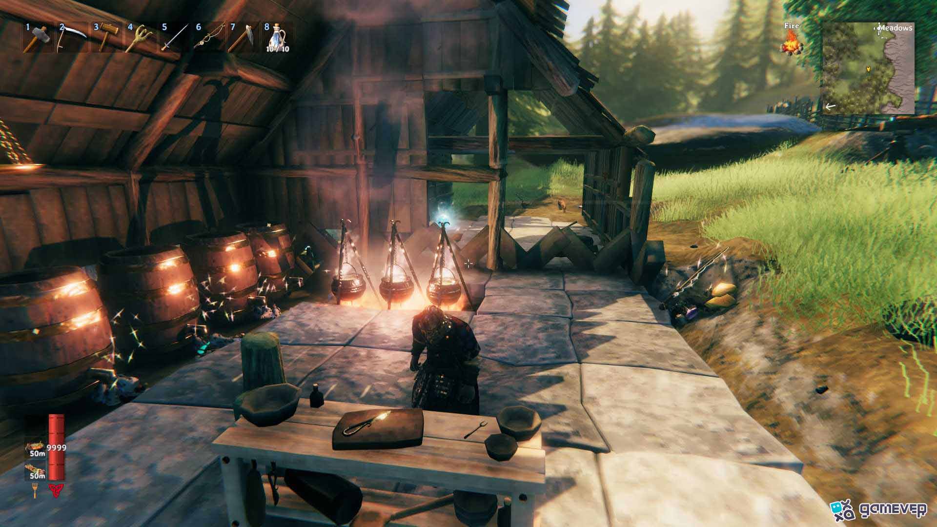 Configura la Mesa de Preparación de Comida para acceder a las recetas en Valheim Bog Witch