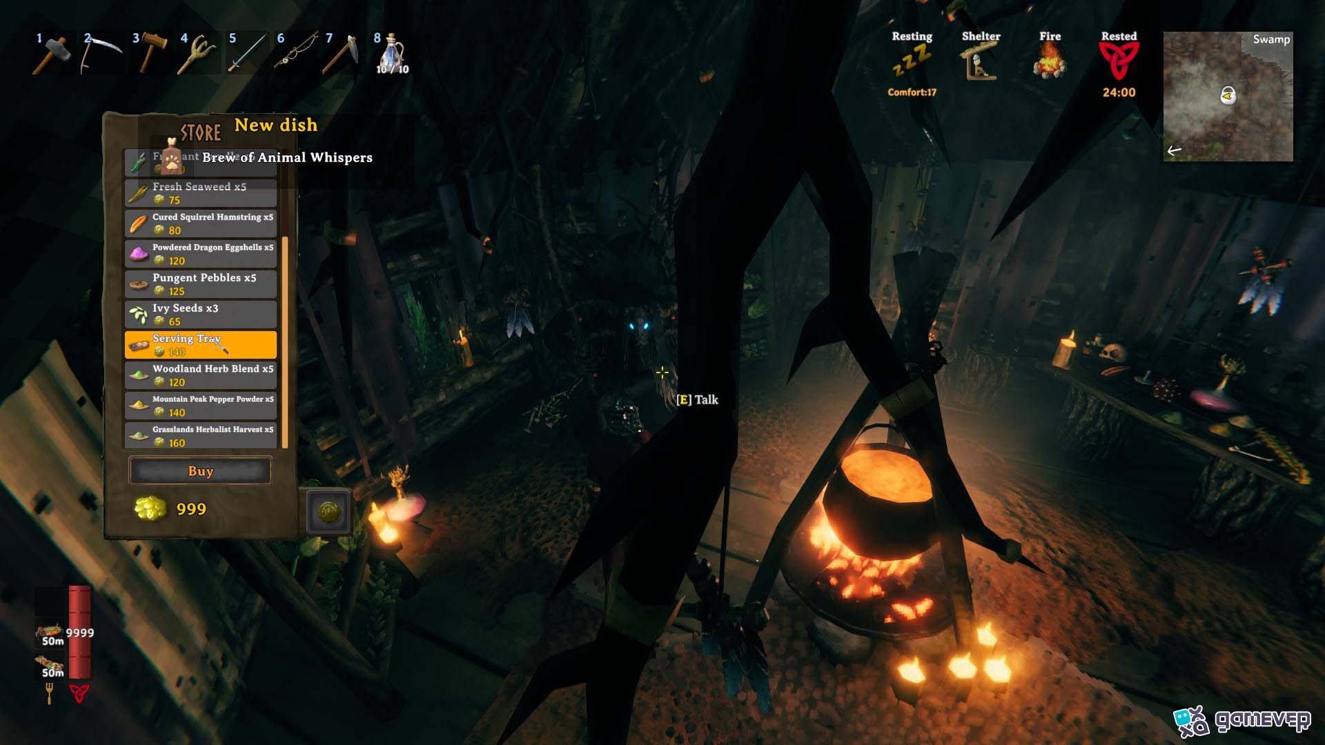 Compra una Bandeja de Servicio de la Bruja del Pantano para tu festín en Valheim Bog Witch