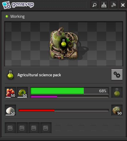 Produce continuamente paquetes de Ciencia Agrícola en Factorio Space Age.