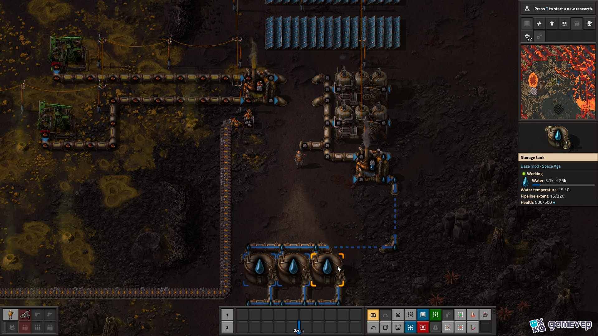 Mantén tus máquinas alimentadas y funcionando para una producción óptima de agua en Factorio Space Age
