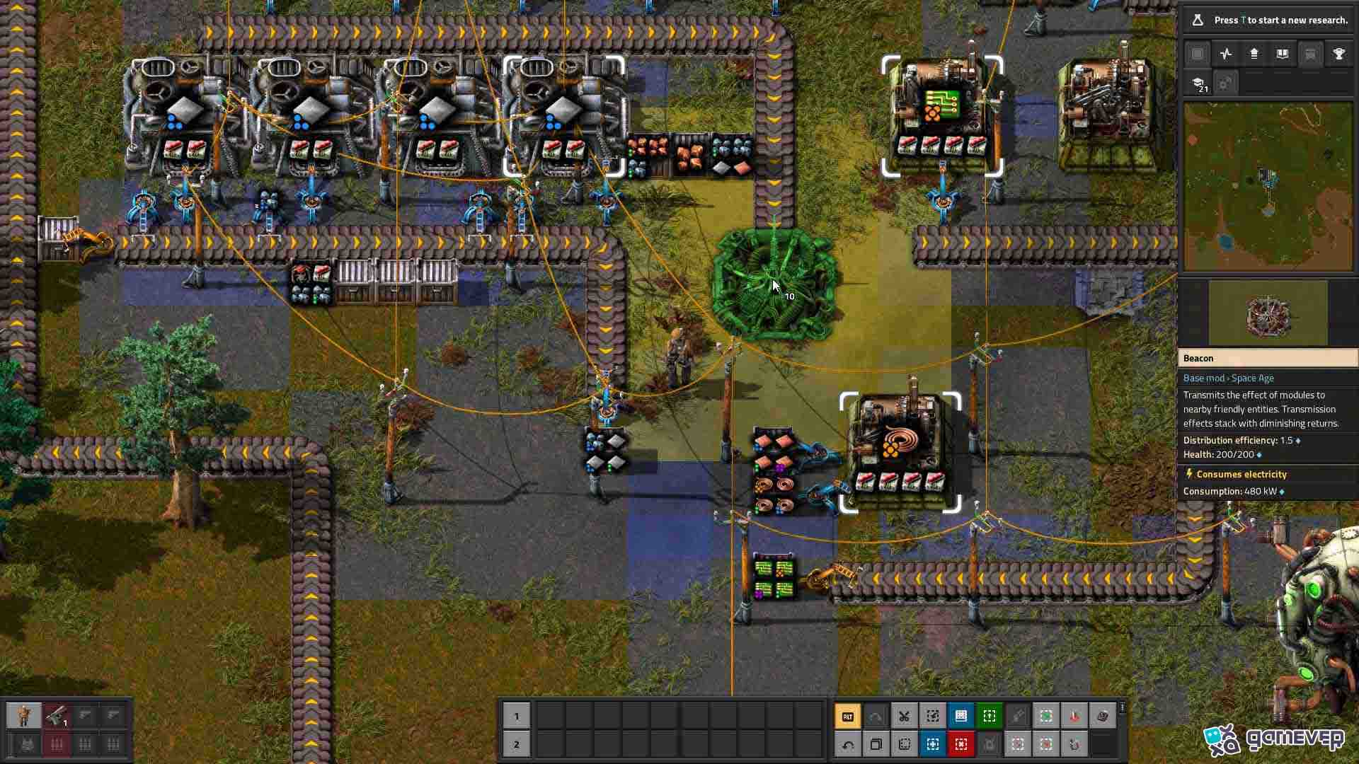 Posiciona las balizas para una cobertura completa en Factorio Space Age