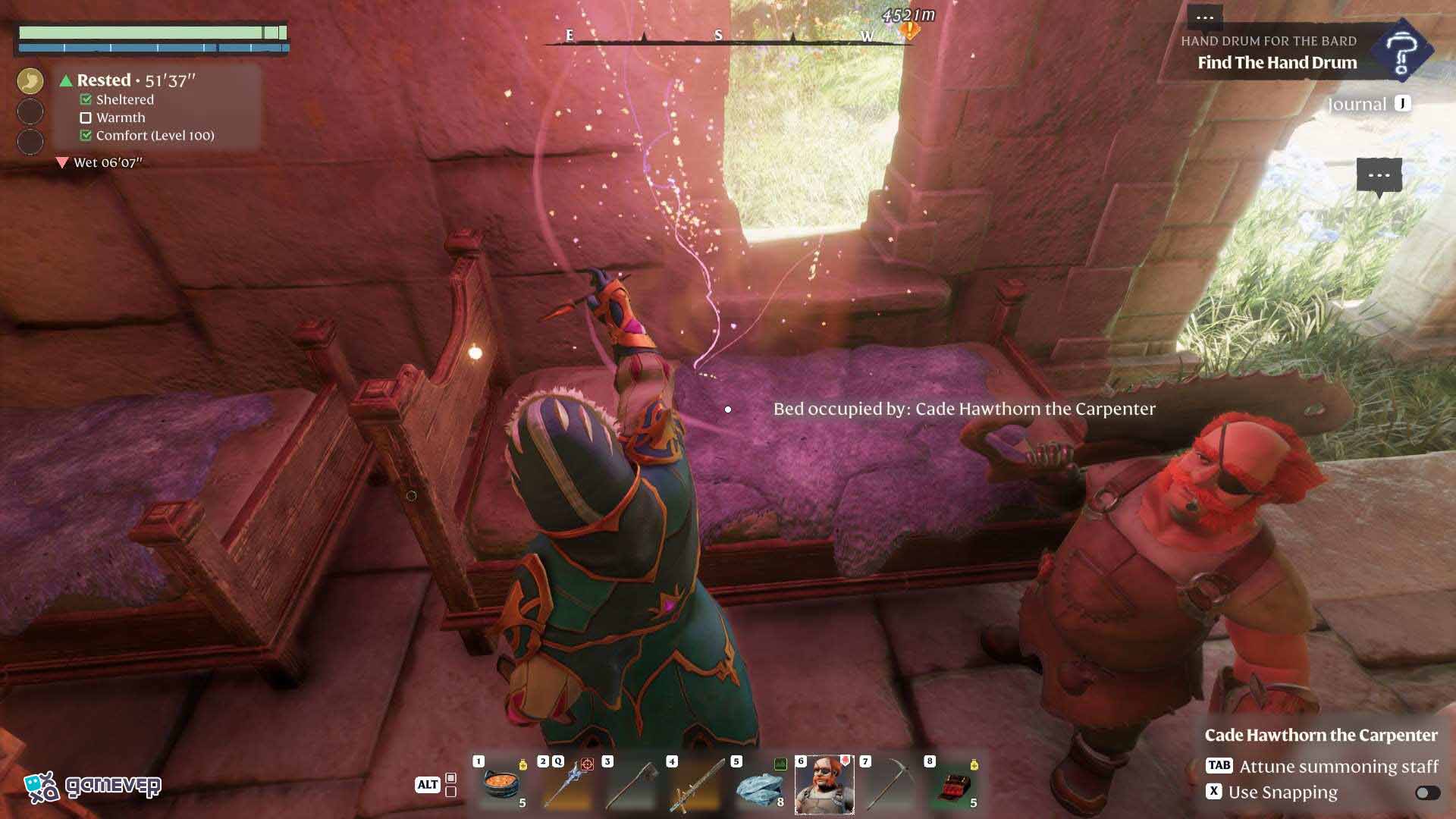 Asegúrate de que tus NPC duerman bajo un techo para mantenerse protegidos en Enshrouded Souls of the Frozen Frontier Update.
