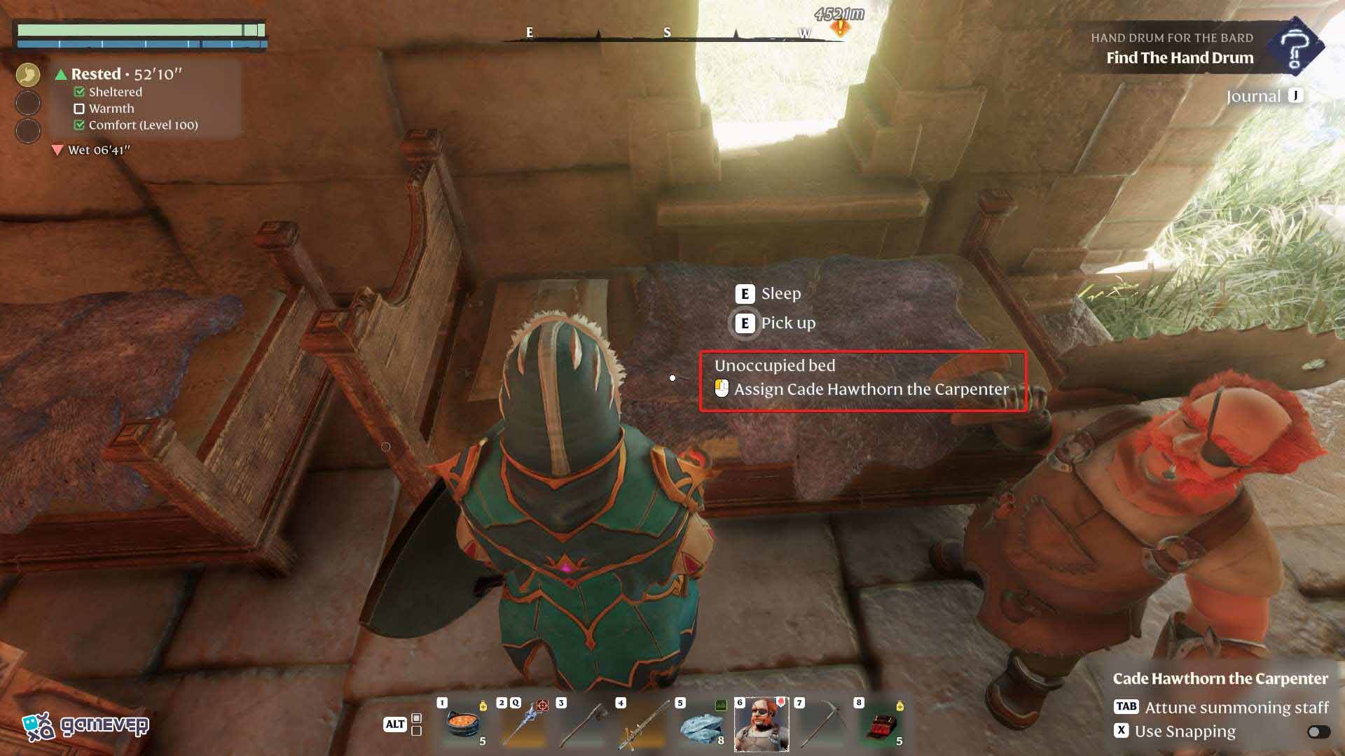 Usa el Bastón de Invocación para asignar camas a tus ayudantes en Enshrouded Souls of the Frozen Frontier Update
